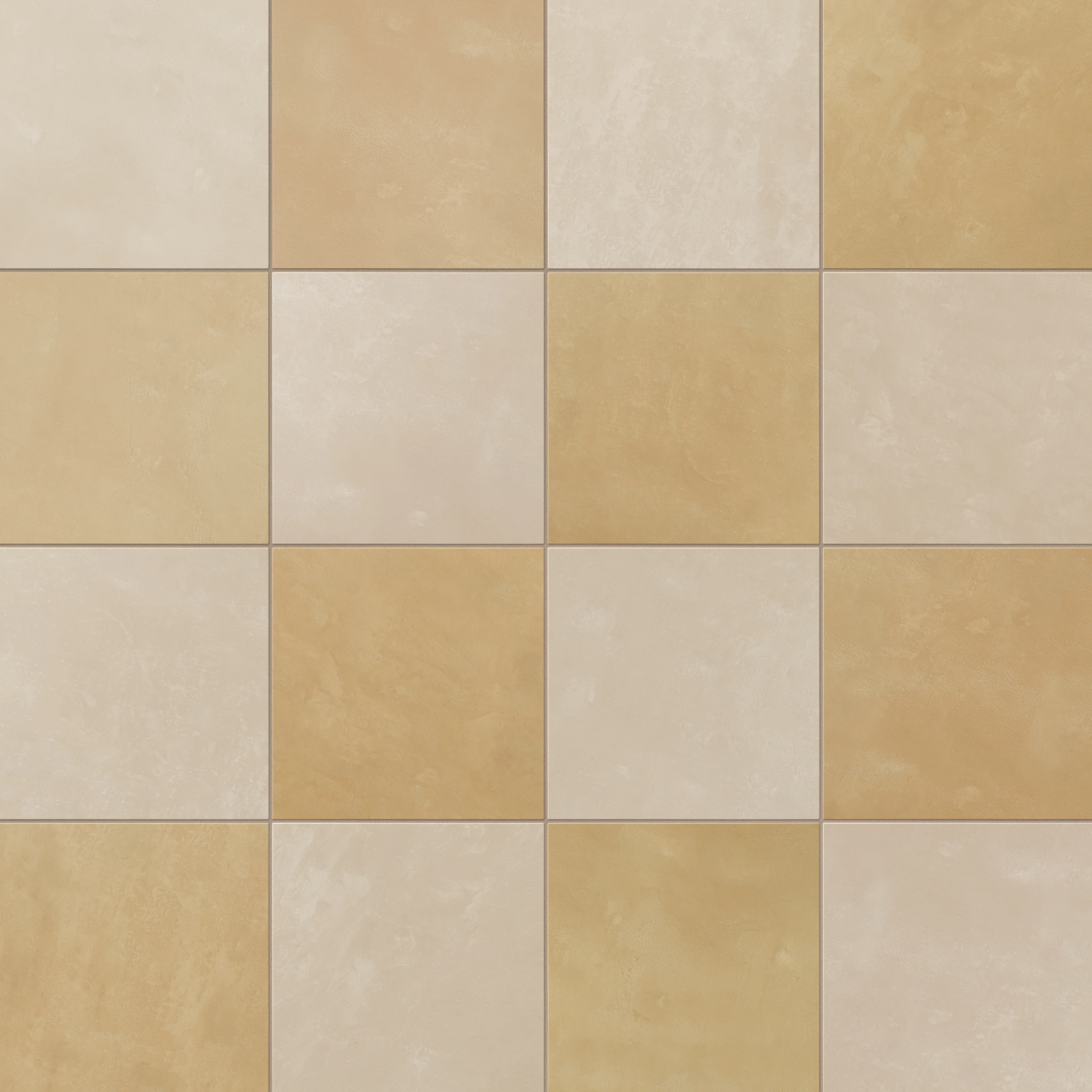 Isabel 6 x 6 Checkerboard Matte Porcelain Tile in Almond Mist and Golden Sky