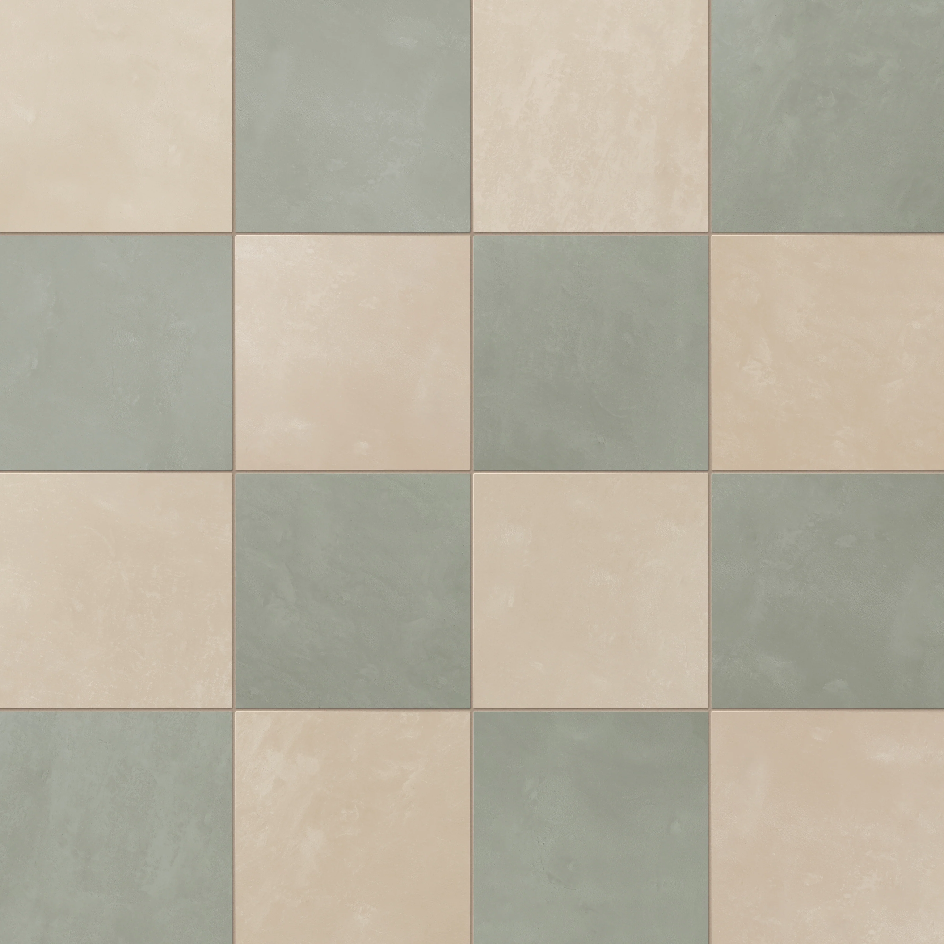 Isabel 6 x 6 Checkerboard Matte Porcelain Tile in Almond Mist and Soft Sage