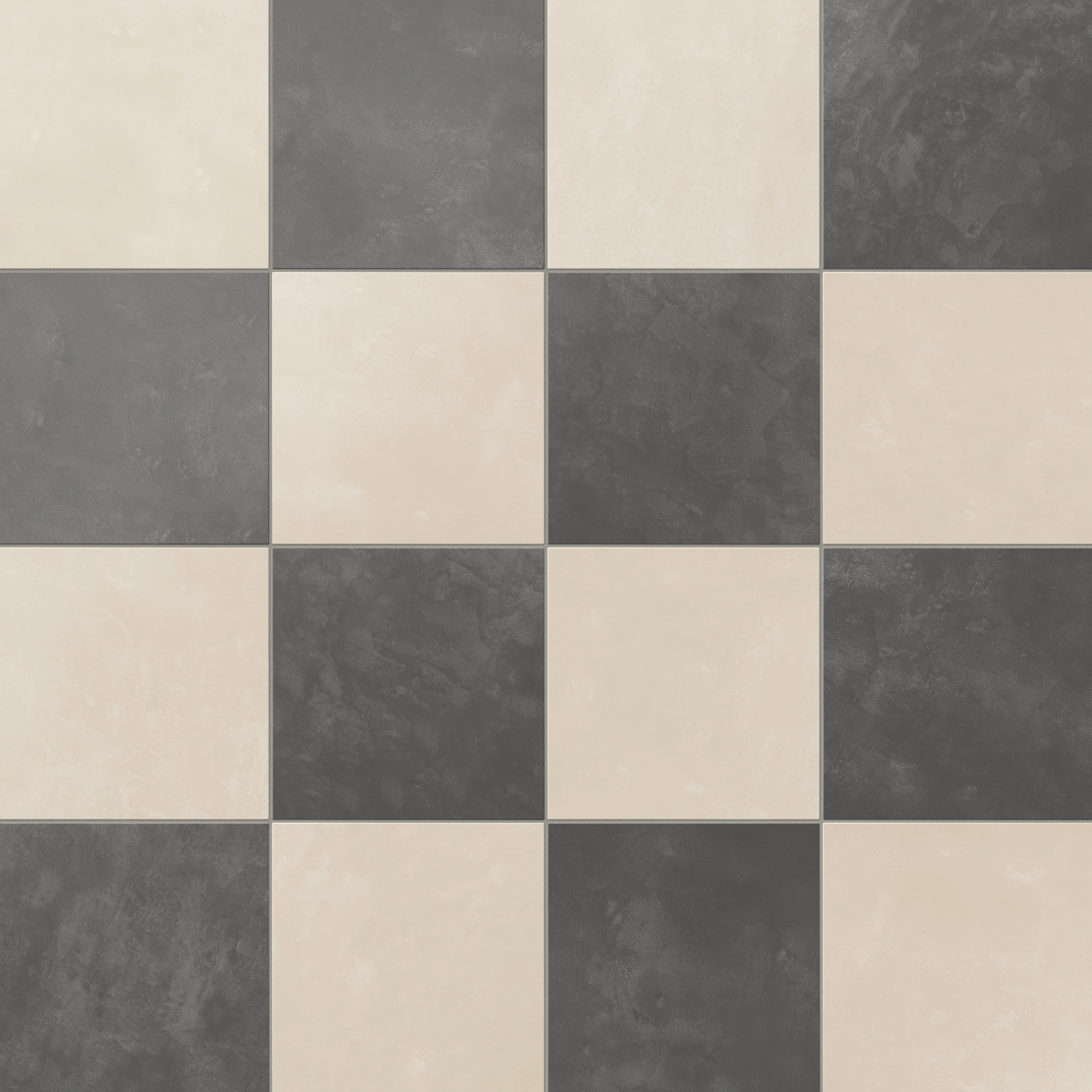 Isabel 6 x 6 Checkerboard Matte Porcelain Tile in Frosted Linen and Midnight Slate