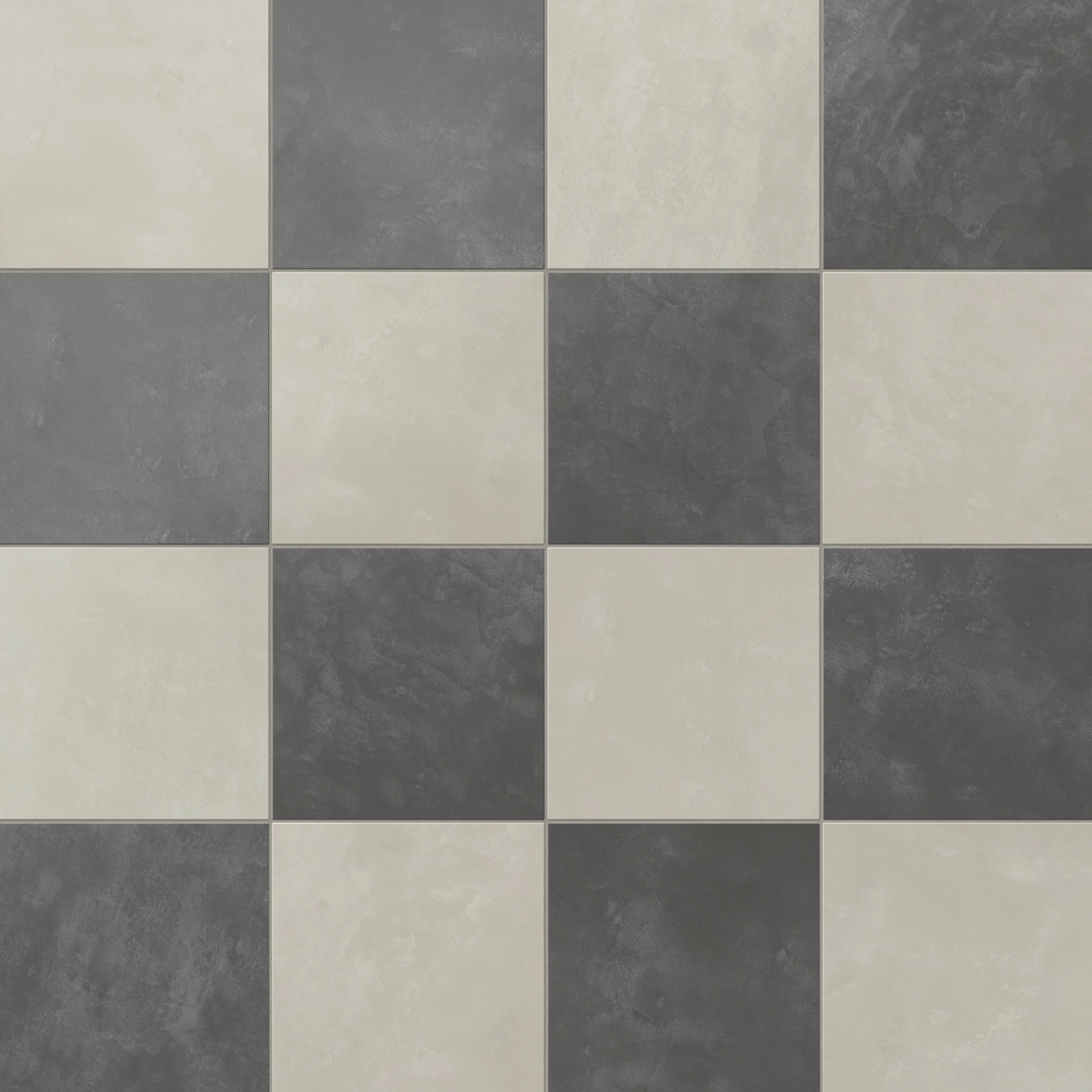 Isabel 6 x 6 Checkerboard Matte Porcelain Tile in Silverstone and Midnight Slate
