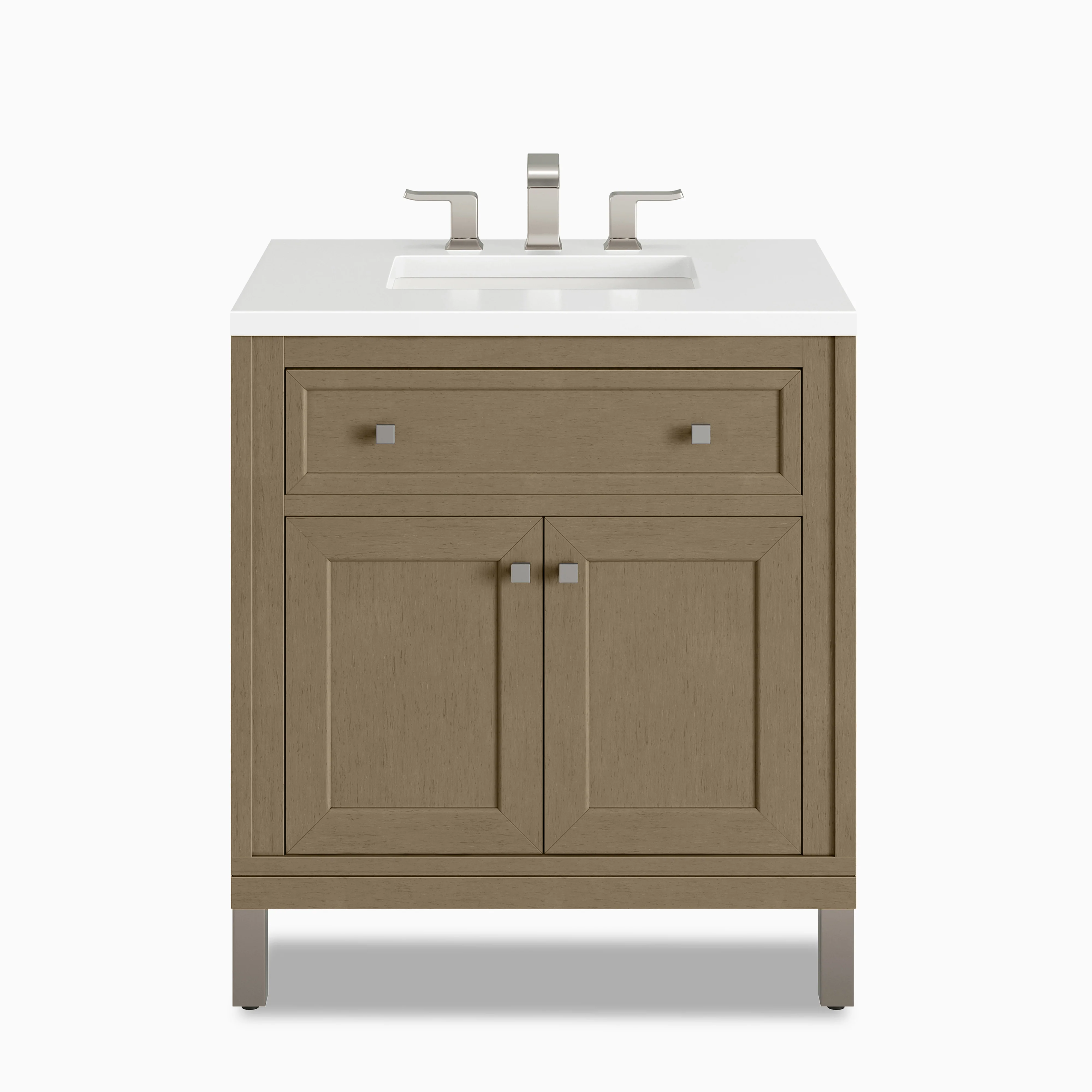 Janelle 30" Single Vanity in Walnut Whisper with 3 cm White Zeus Silestone Top