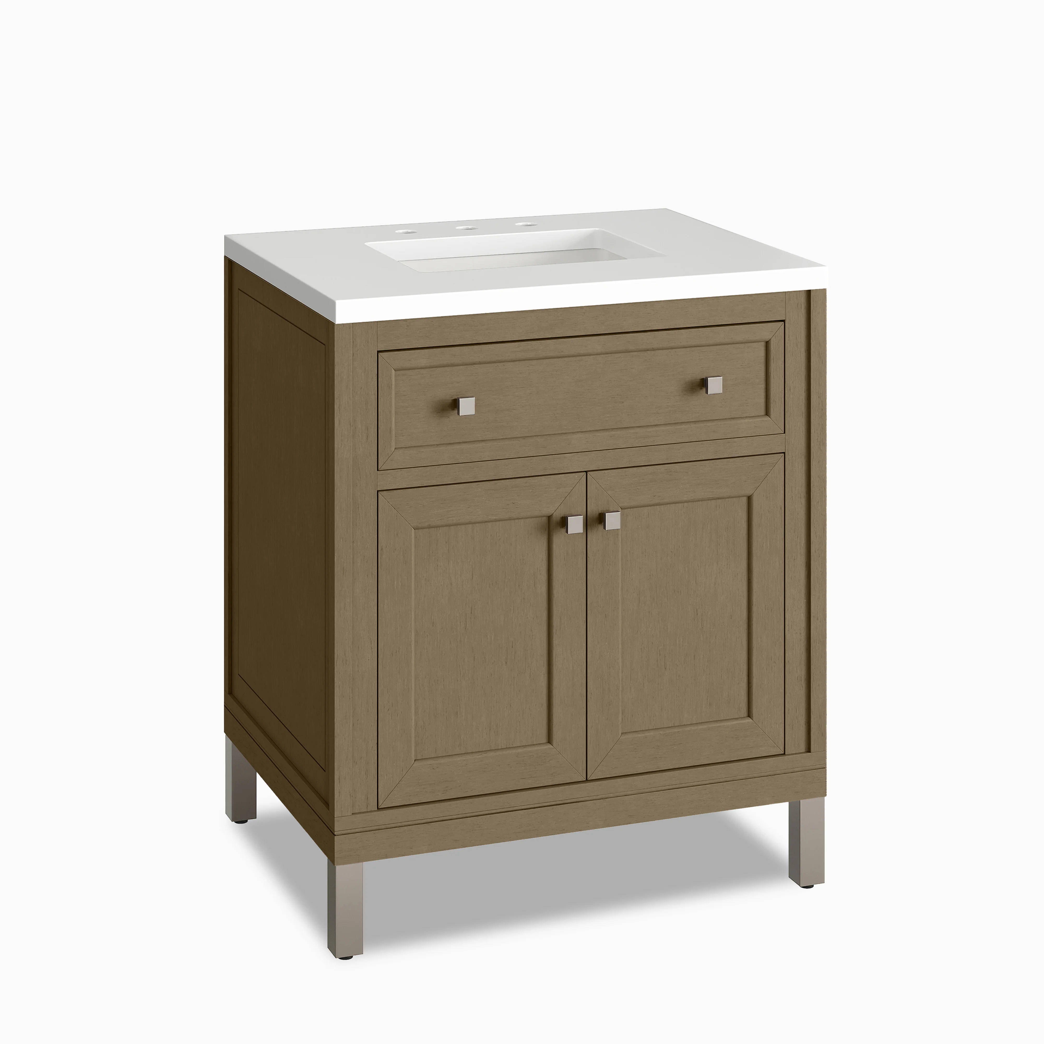 Janelle 30" Single Vanity in Walnut Whisper with 3 cm White Zeus Silestone Top - Image 3