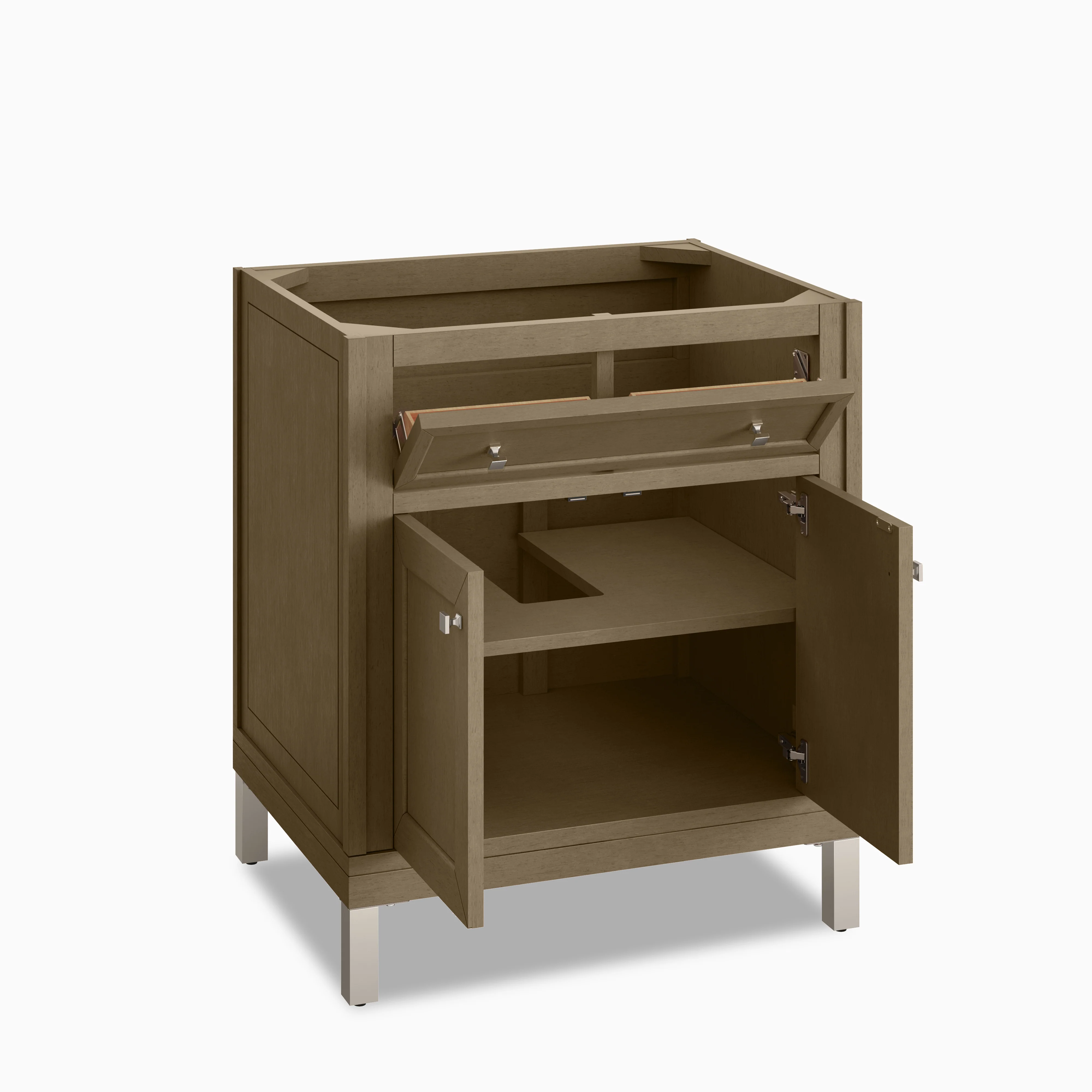 Janelle 30" Single Vanity in Walnut Whisper with 3 cm White Zeus Silestone Top - Image 4