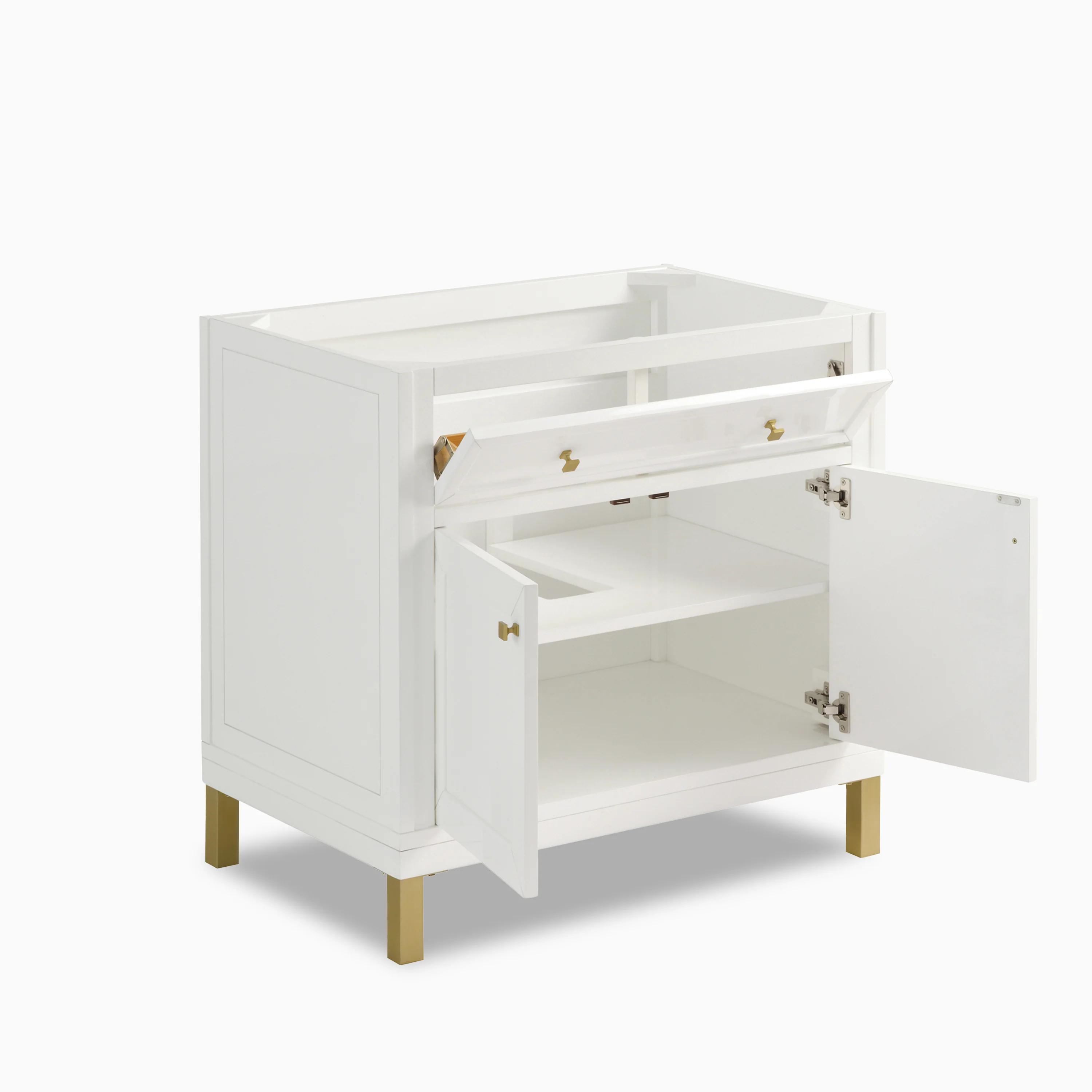 Janelle 36" Single Vanity in Glossy White with 3 cm White Zeus Silestone Top - Image 3