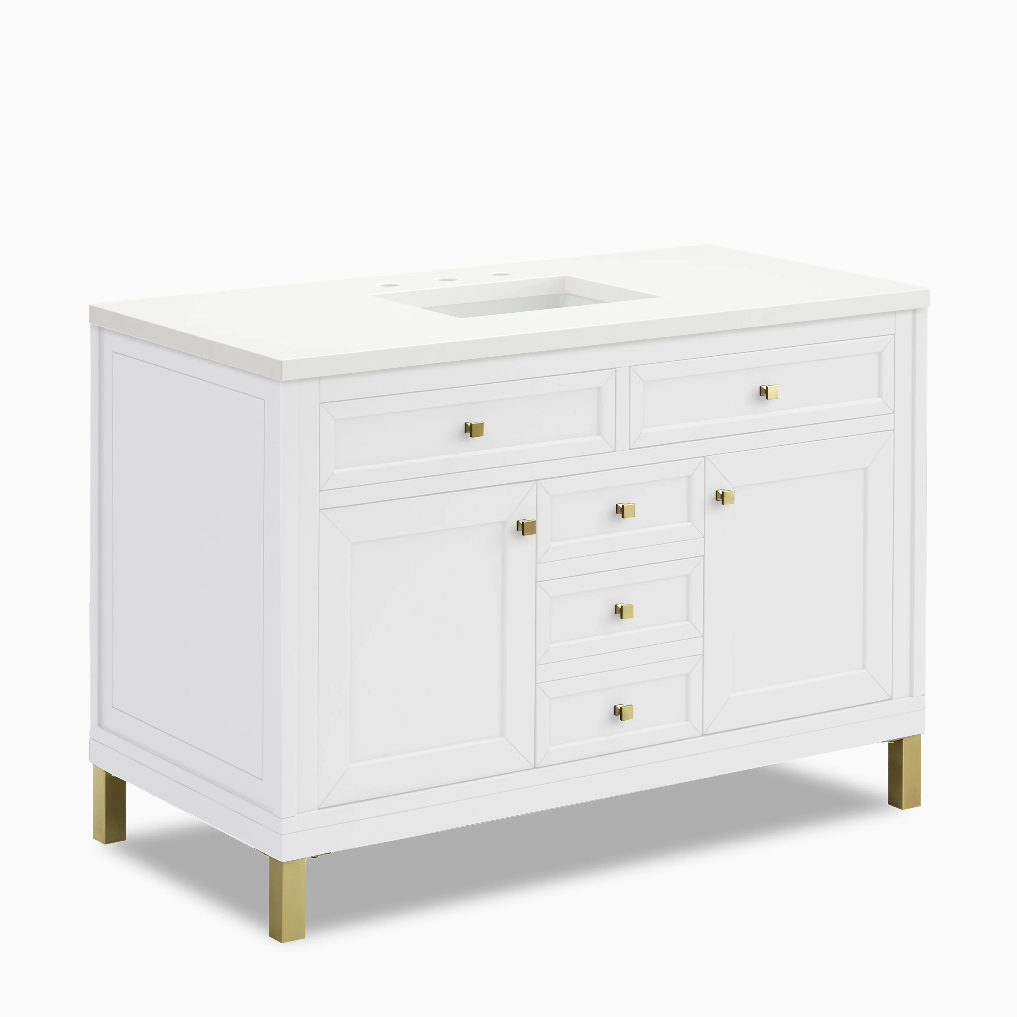 Janelle 48" Single Vanity in Glossy White with 3 cm White Zeus Silestone Top - Image 2