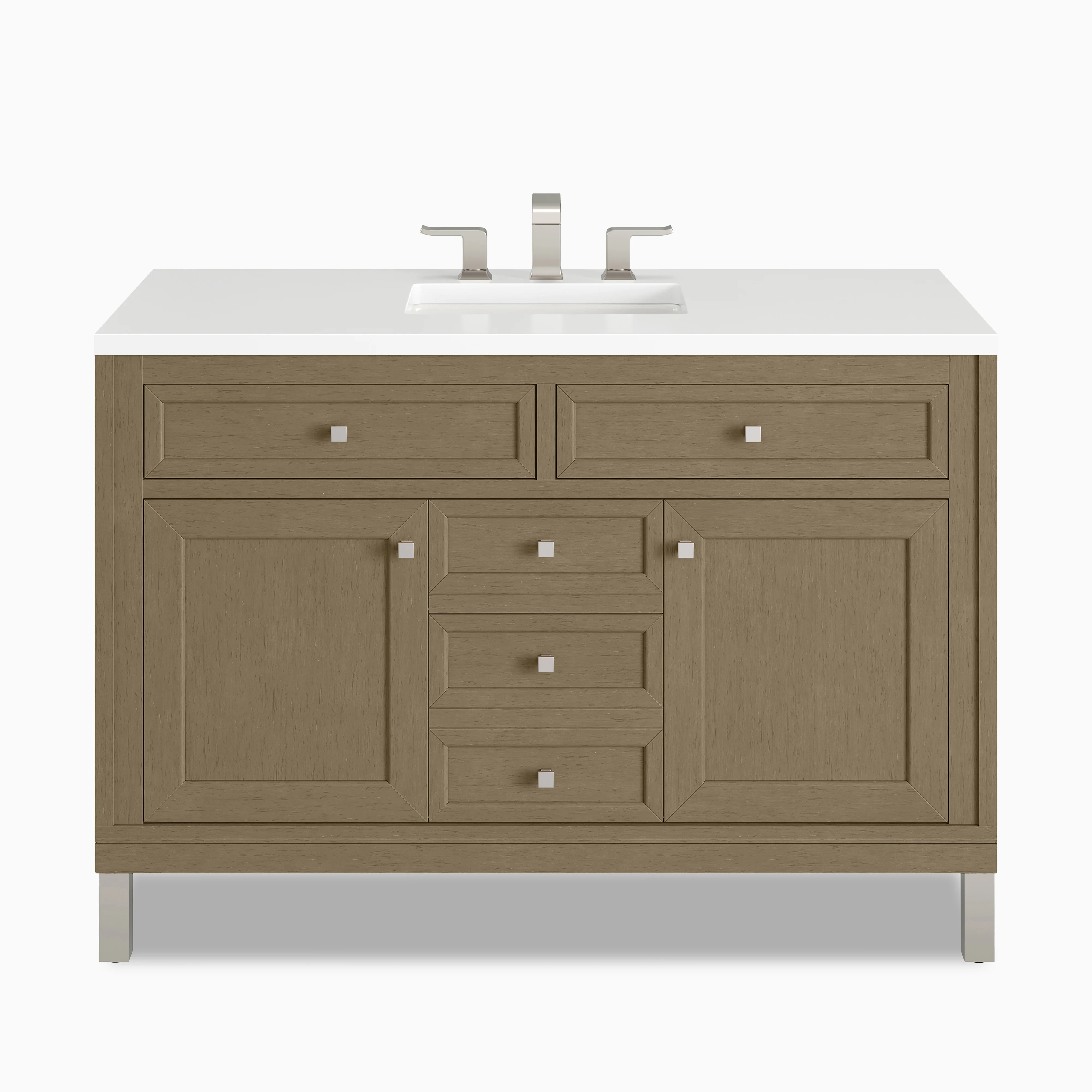 Janelle 48" Single Vanity in Walnut Whisper with 3 cm White Zeus Silestone Top