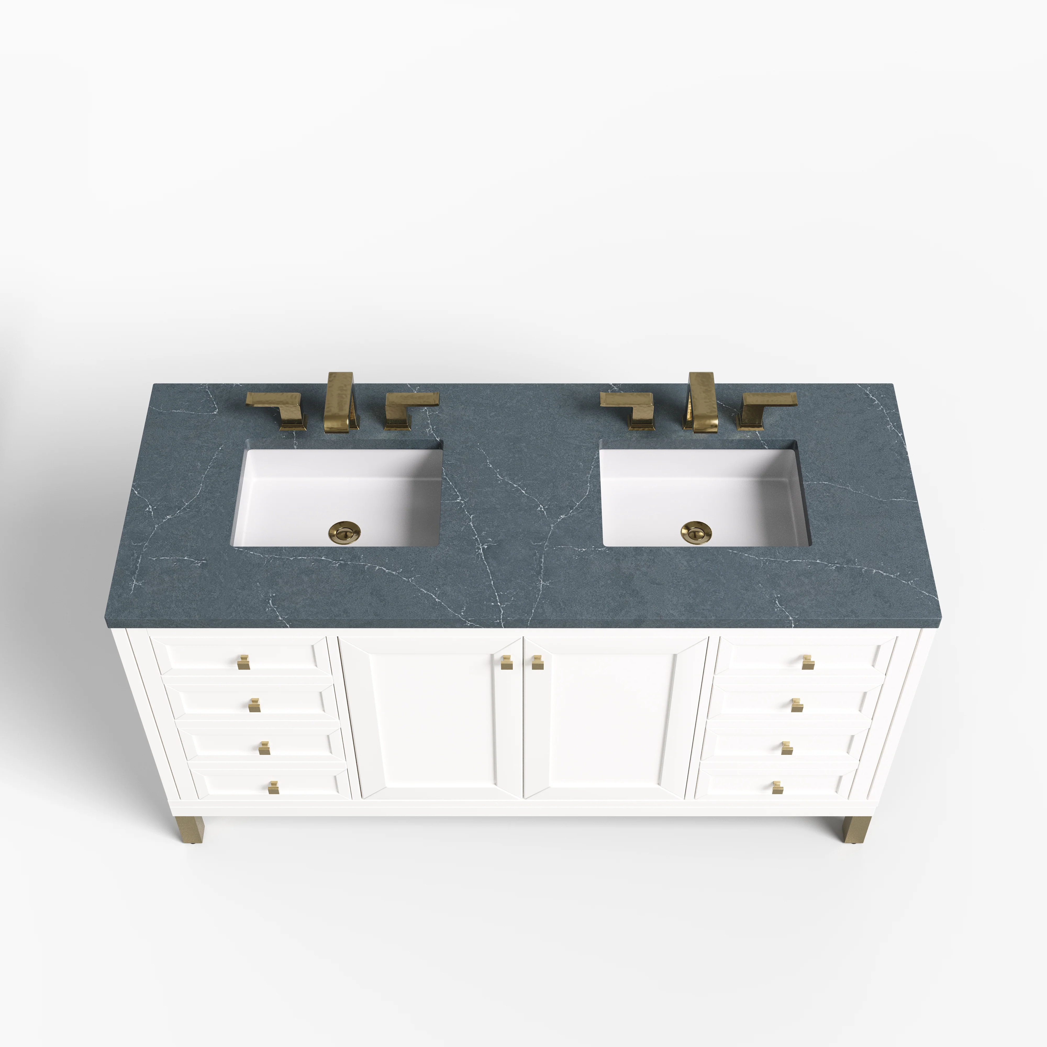 Janelle 60" Double Vanity in Glossy White with 3 cm Charcoal Soapstone Silestone Top - Image 3