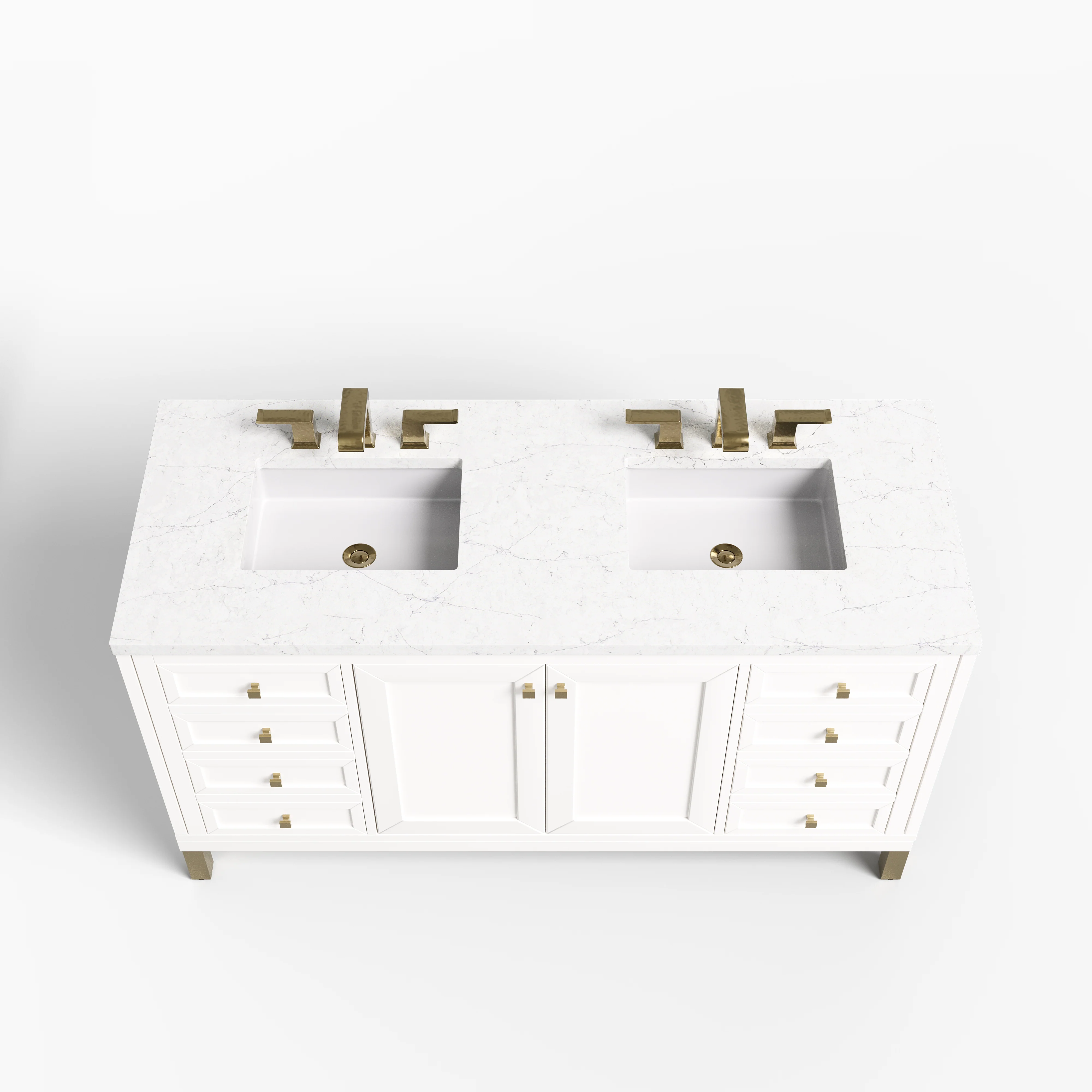 Janelle 60" Double Vanity in Glossy White with 3 cm Eternal Jasmine Pearl Silestone Top - Image 3
