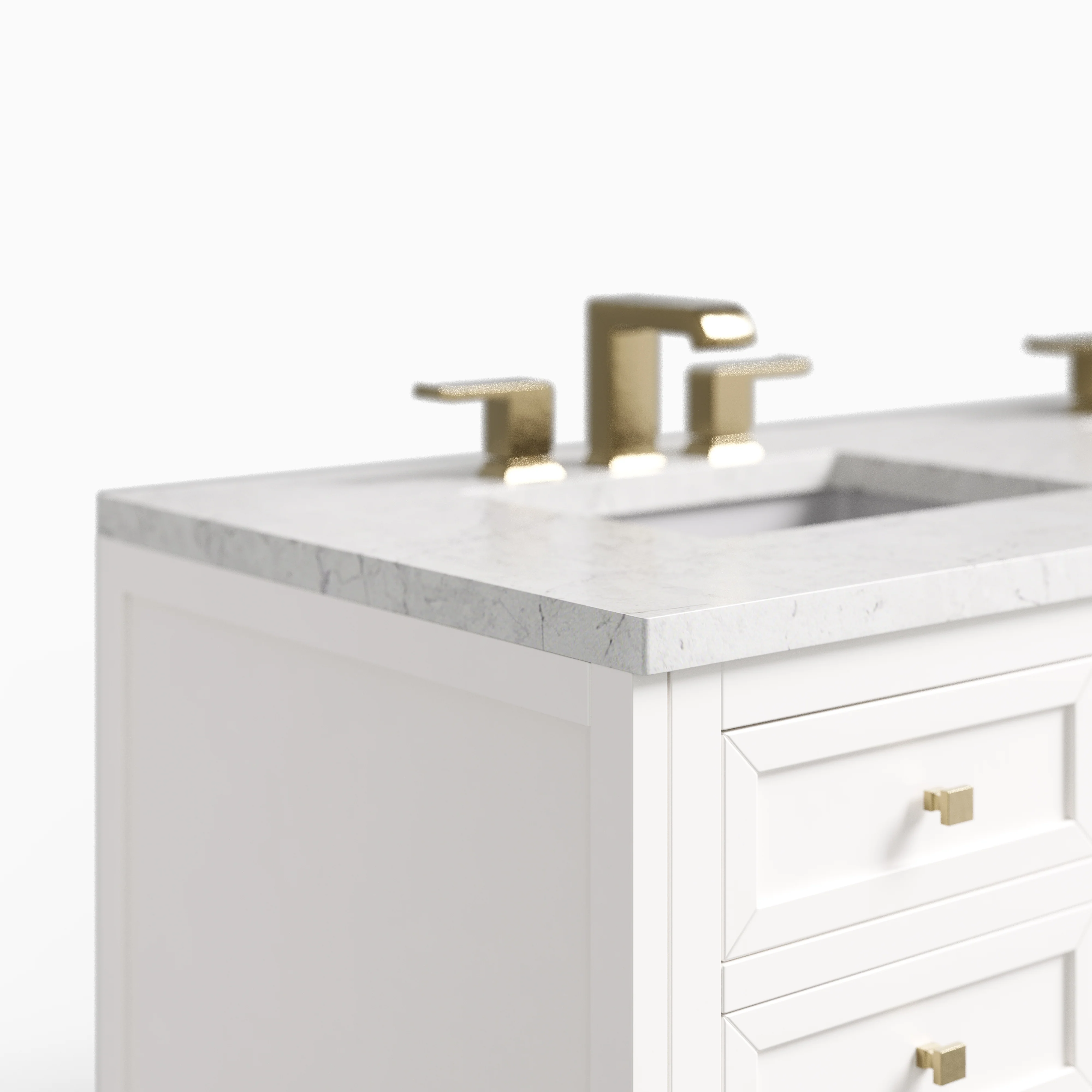 Janelle 60" Double Vanity in Glossy White with 3 cm Eternal Jasmine Pearl Silestone Top - Image 4