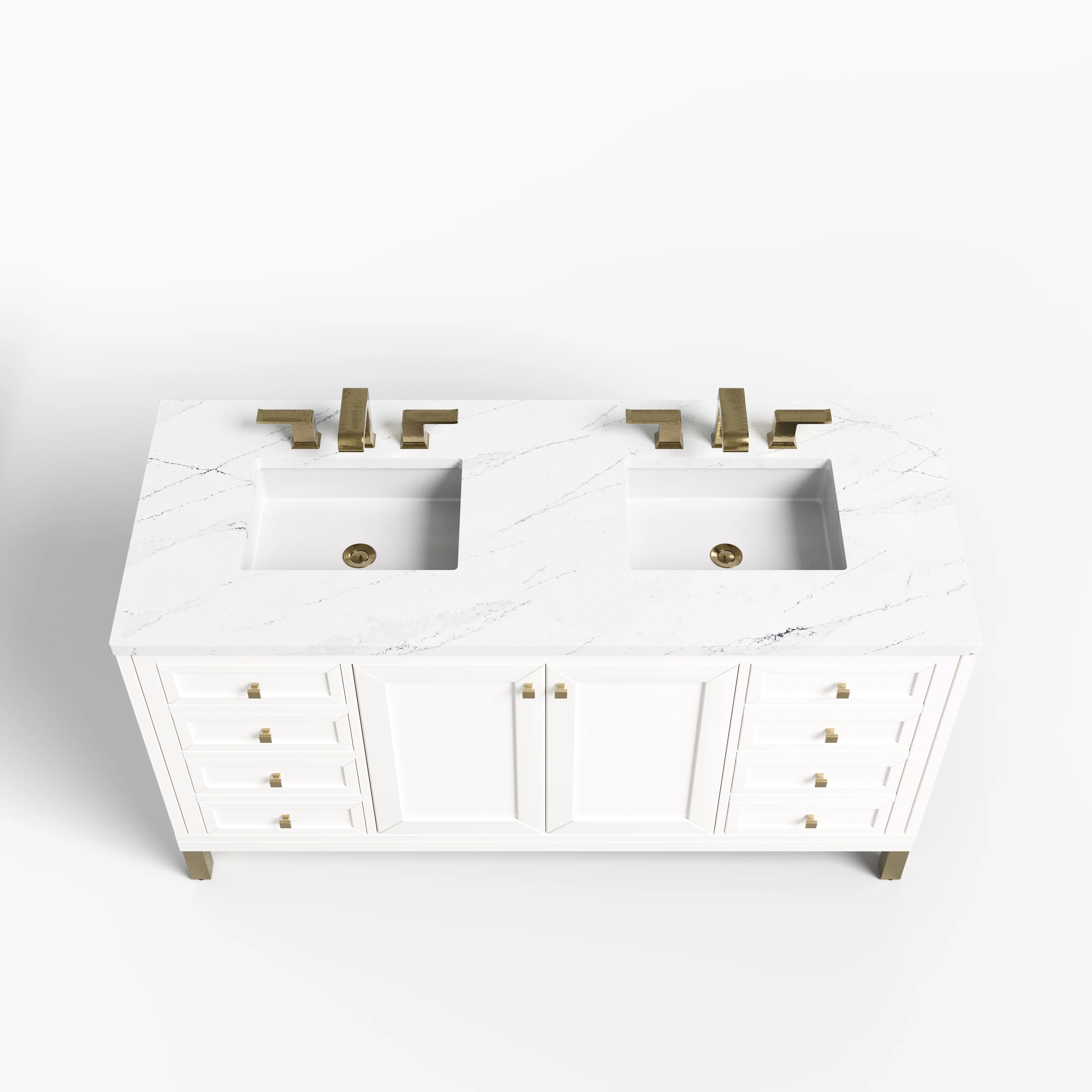 Janelle 60" Double Vanity in Glossy White with 3 cm Ethereal Noctis Silestone Top - Image 3