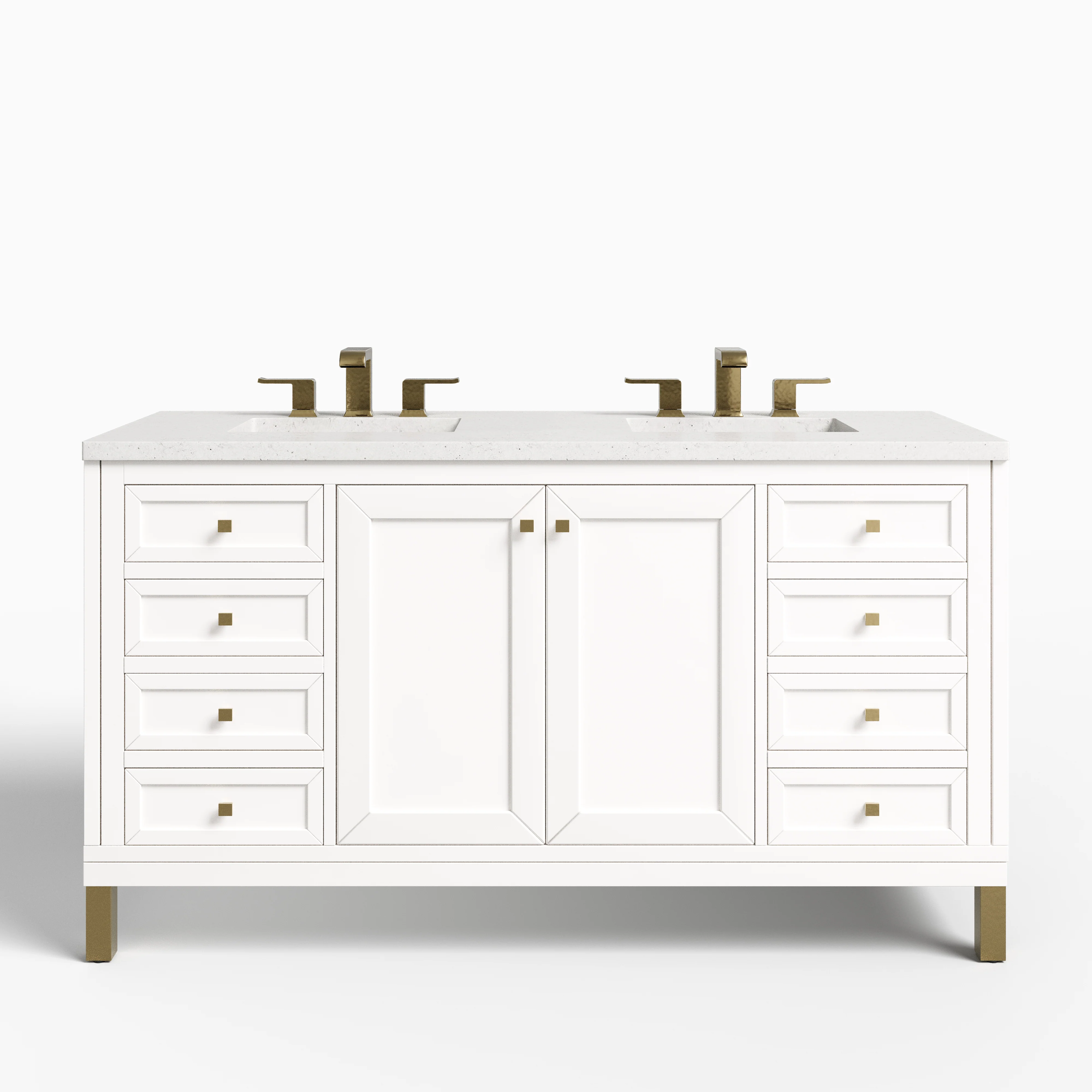 Janelle 60" Double Vanity in Glossy White with 3 cm Lime Delight Silestone Top