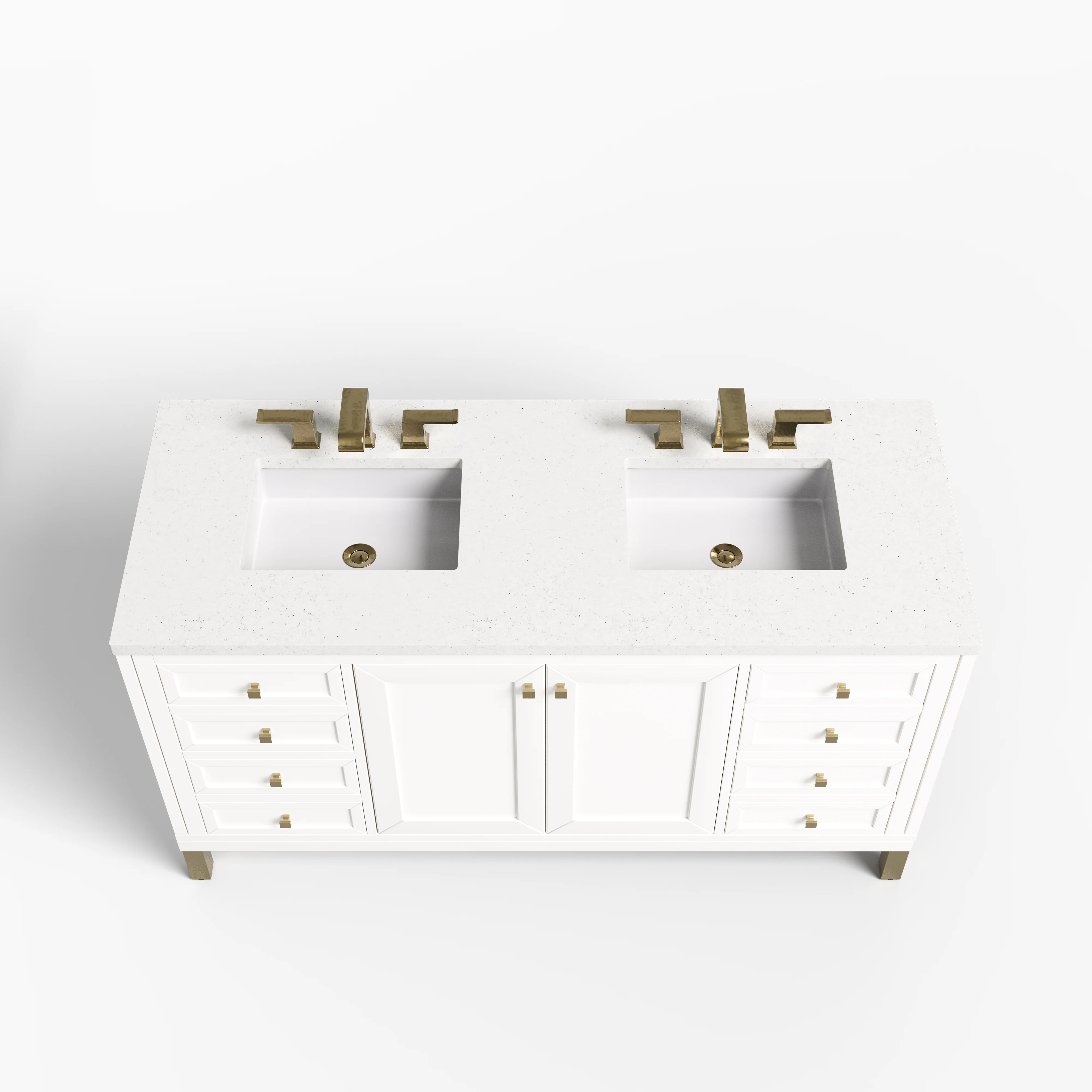 Janelle 60" Double Vanity in Glossy White with 3 cm Lime Delight Silestone Top - Image 3