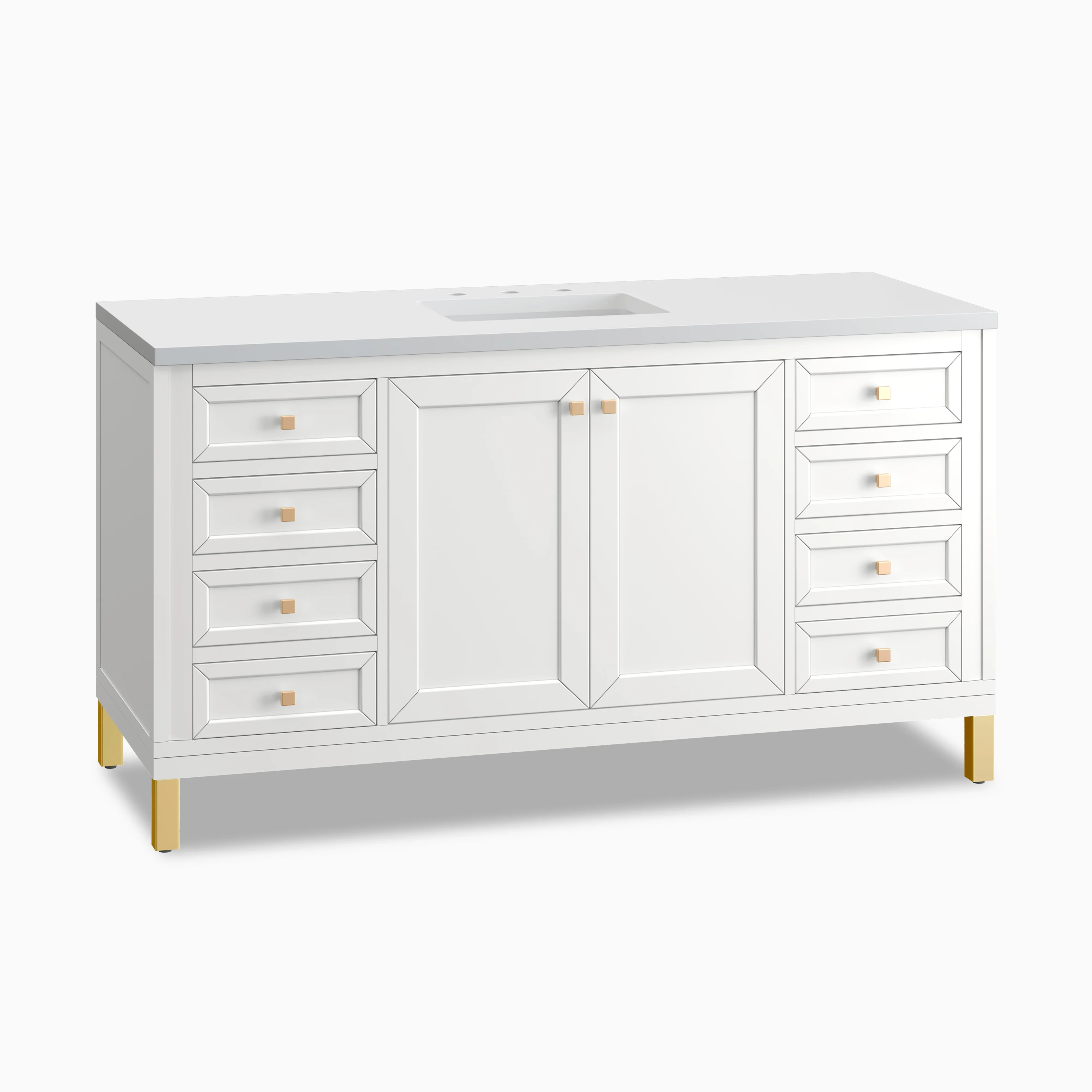 Janelle 60" Single Vanity in Glossy White with 3 cm White Zeus Silestone Top - Image 2