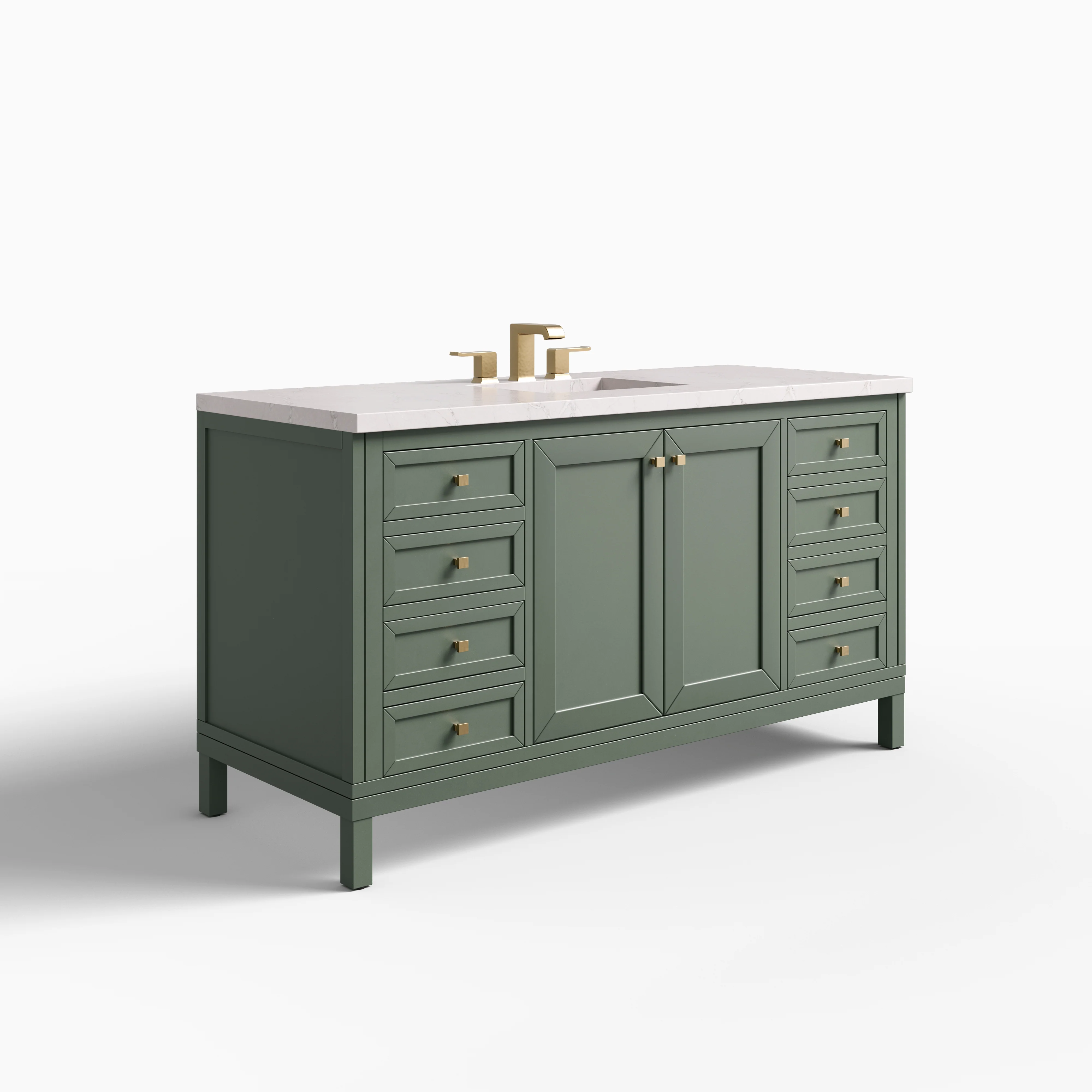 Janelle 60" Single Vanity in Smokey Celadon with 3 cm Victorian Silver Silestone Top - Image 2