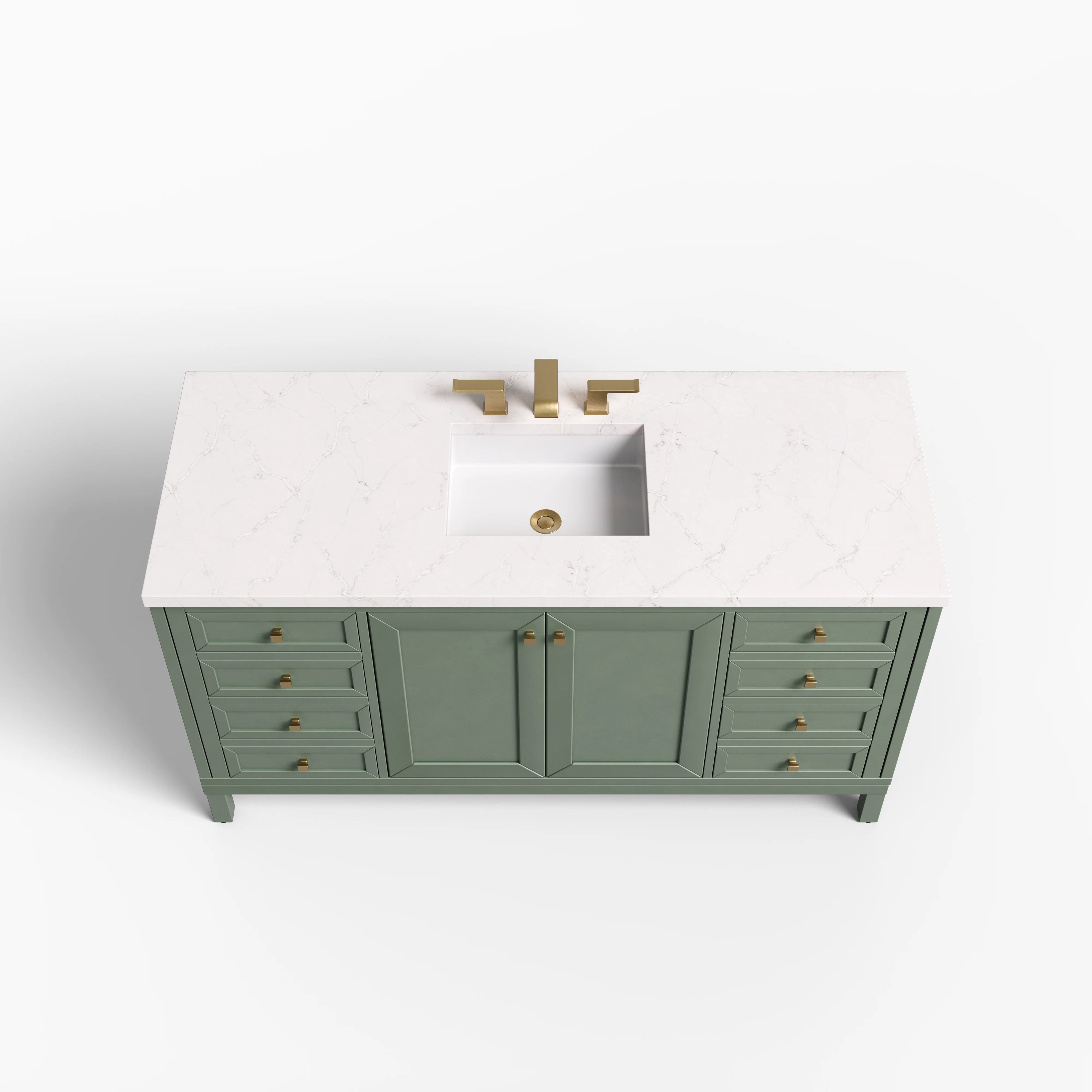 Janelle 60" Single Vanity in Smokey Celadon with 3 cm Victorian Silver Silestone Top - Image 3
