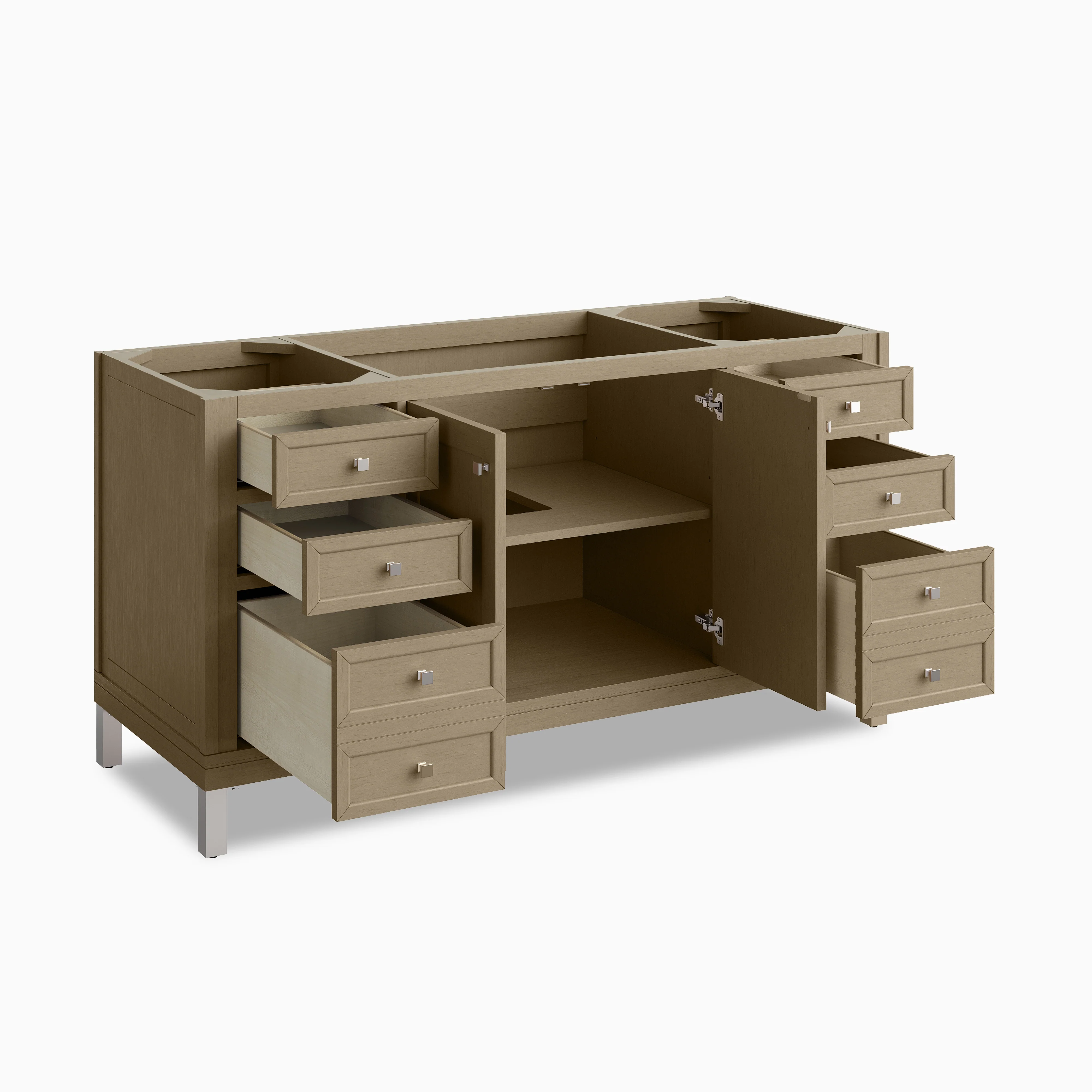 Janelle 60" Single Vanity in Walnut Whisper with 3 cm White Zeus Silestone Top - Image 4