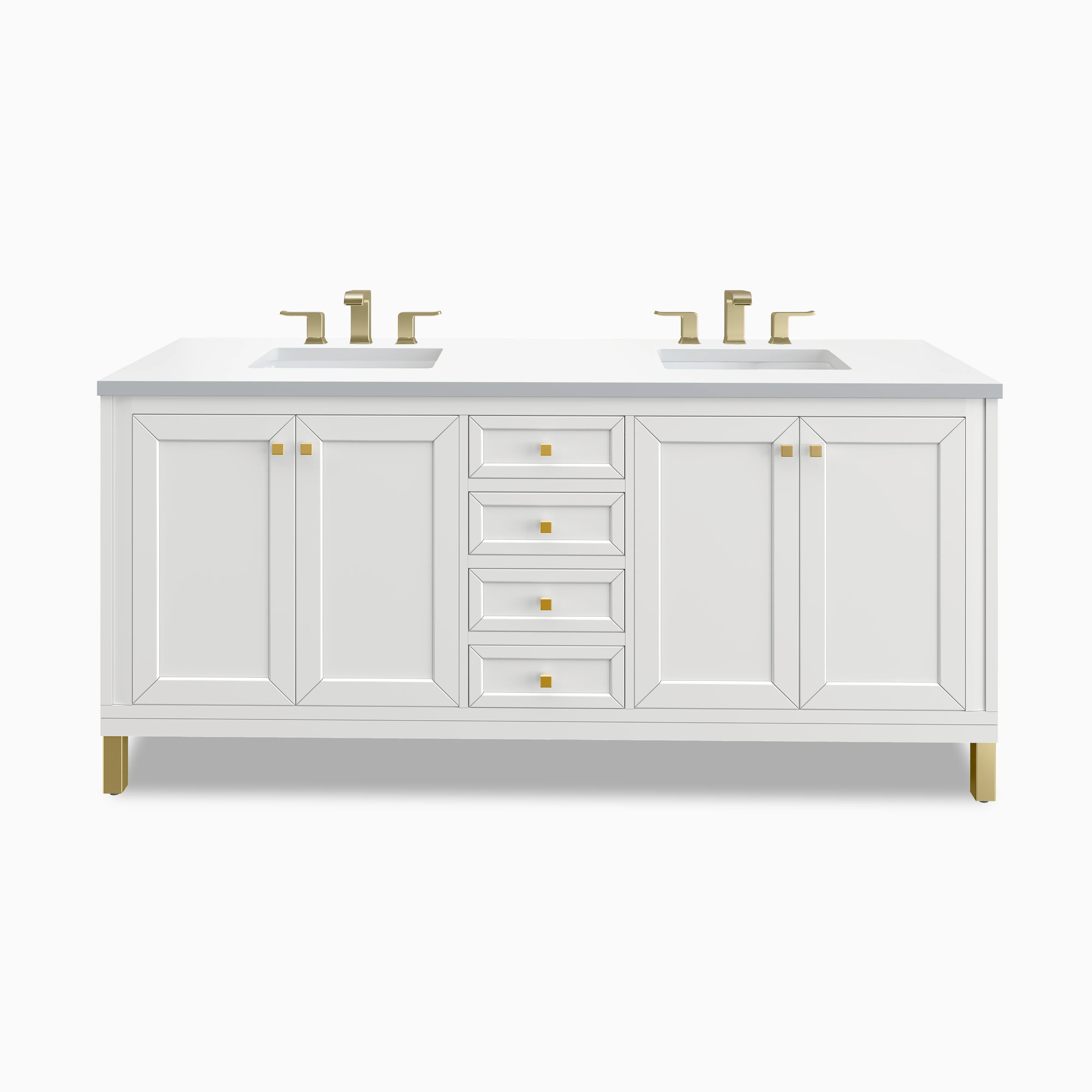 Janelle 72" Double Vanity in Glossy White with 3 cm White Zeus Silestone Top