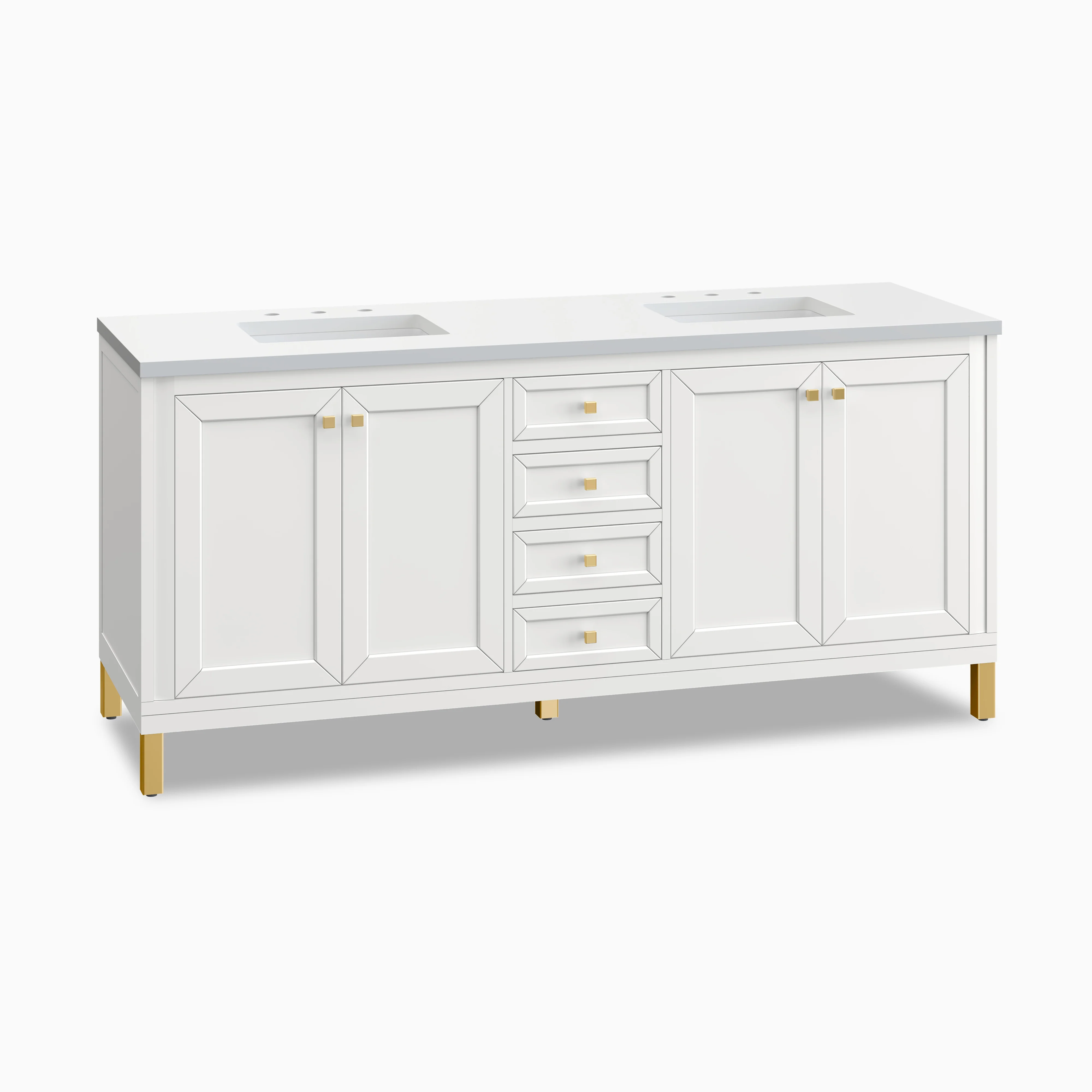 Janelle 72" Double Vanity in Glossy White with 3 cm White Zeus Silestone Top - Image 2