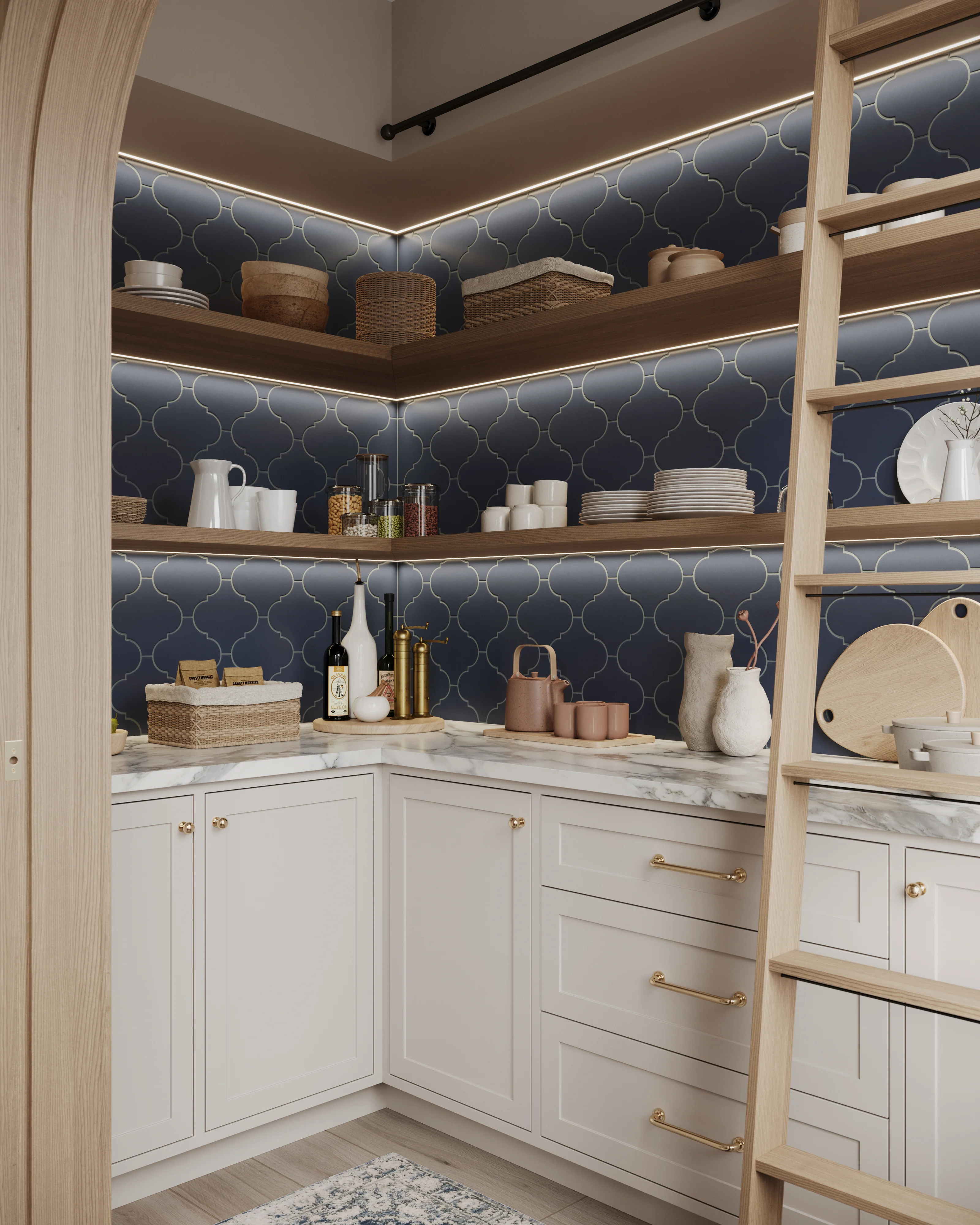 Jasmine 8 x 8 Satin Porcelain Tile in Navy - Image 2