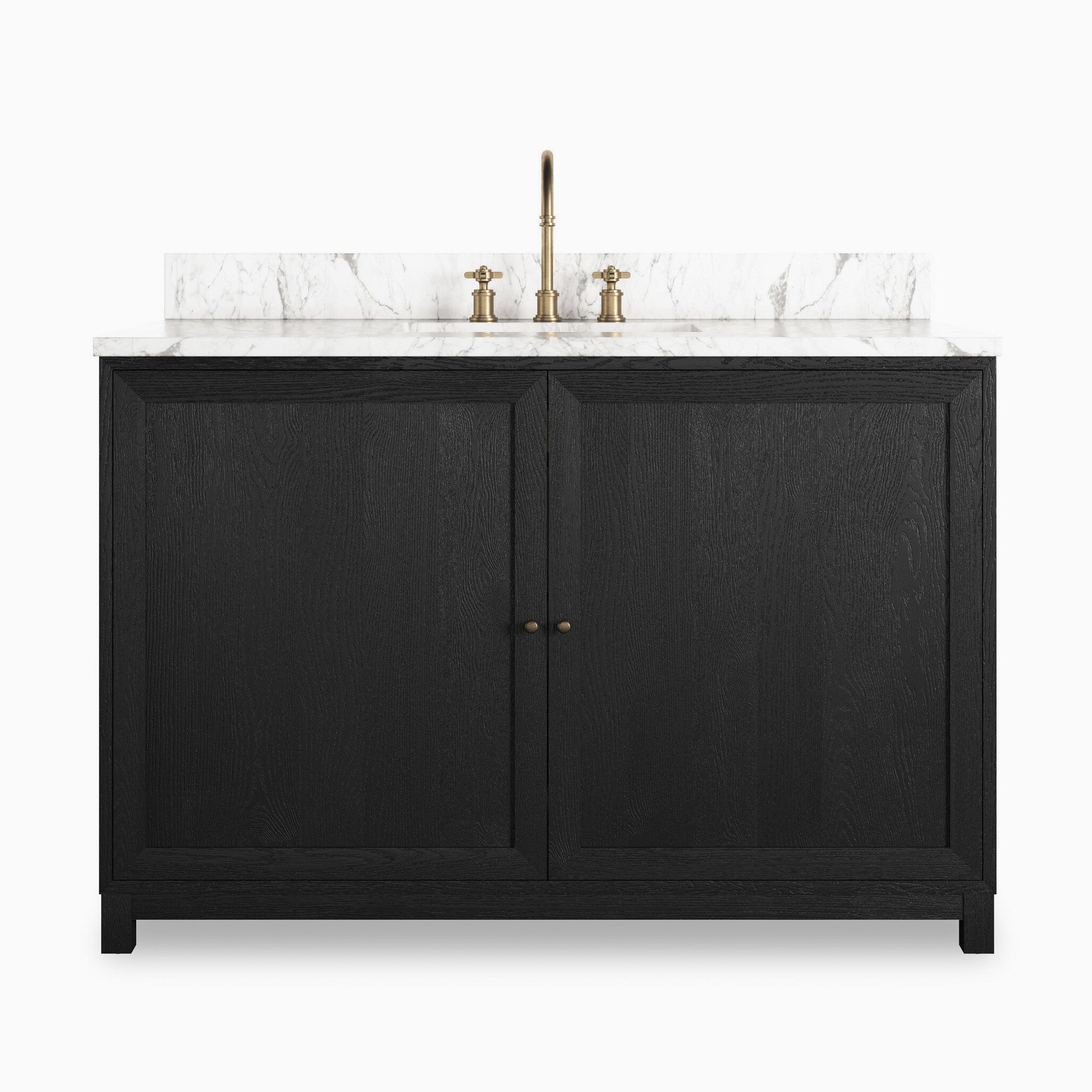 Josephine 48" Single Vanity in Satin Drifted Black Veneer with Carrara Marble Top