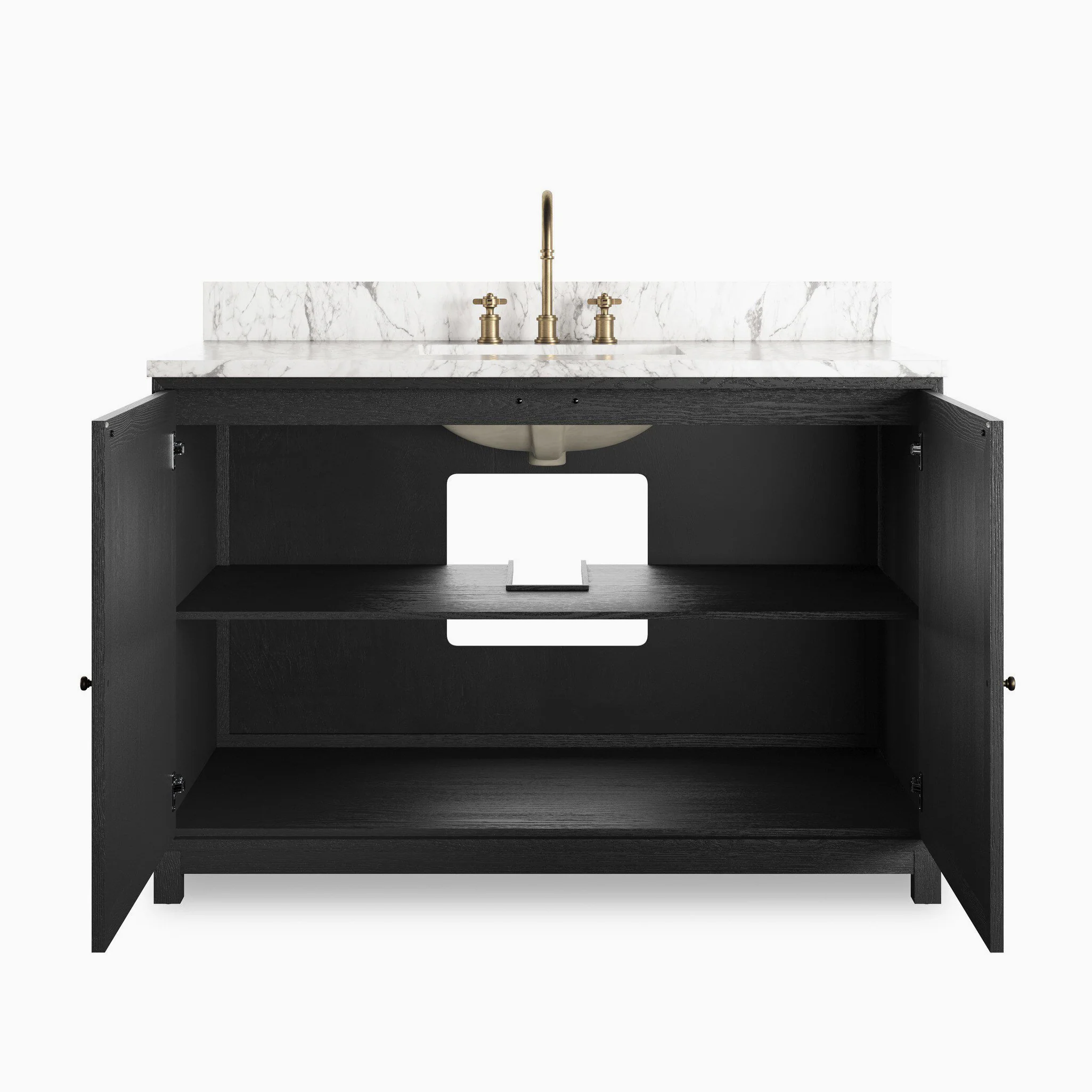 Josephine 48" Single Vanity in Satin Drifted Black Veneer with Carrara Marble Top - Image 11