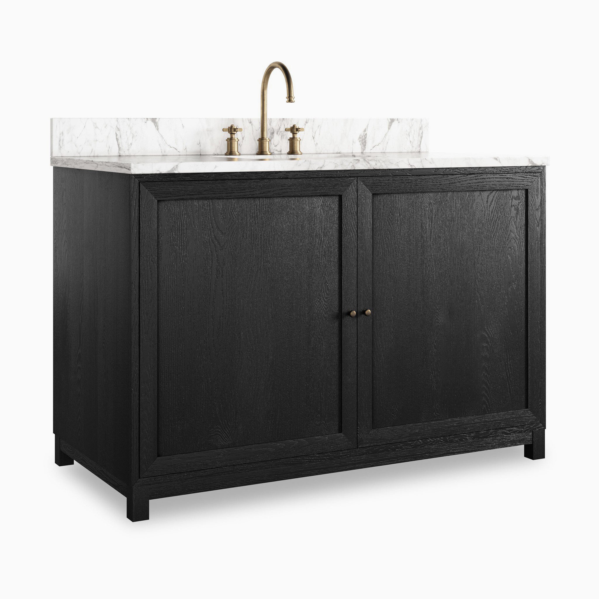 Josephine 48" Single Vanity in Satin Drifted Black Veneer with Carrara Marble Top - Image 3