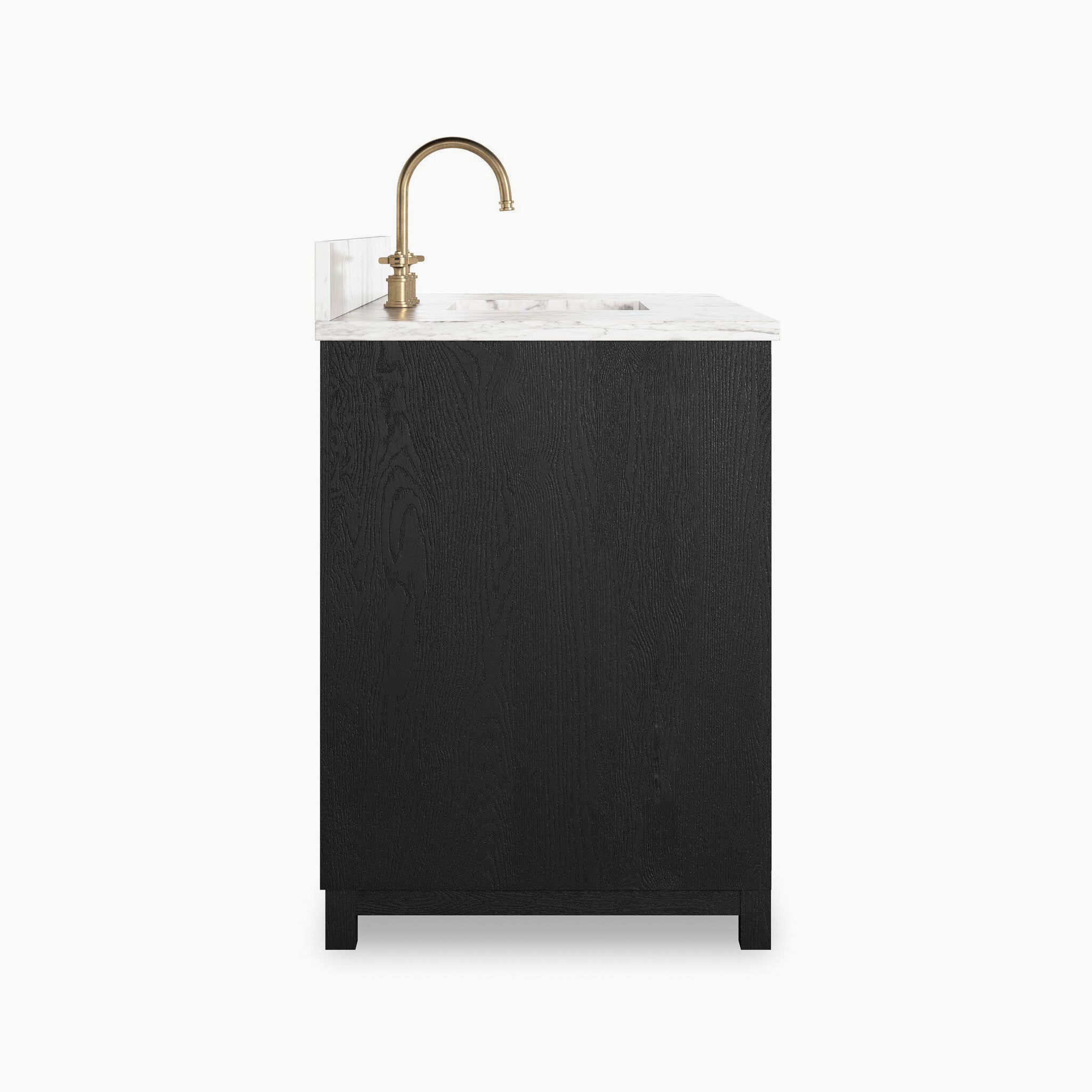 Josephine 48" Single Vanity in Satin Drifted Black Veneer with Carrara Marble Top - Image 4