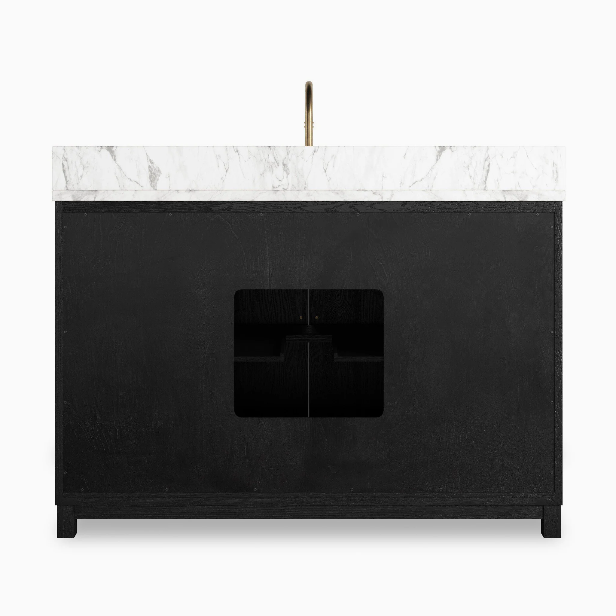 Josephine 48" Single Vanity in Satin Drifted Black Veneer with Carrara Marble Top - Image 6