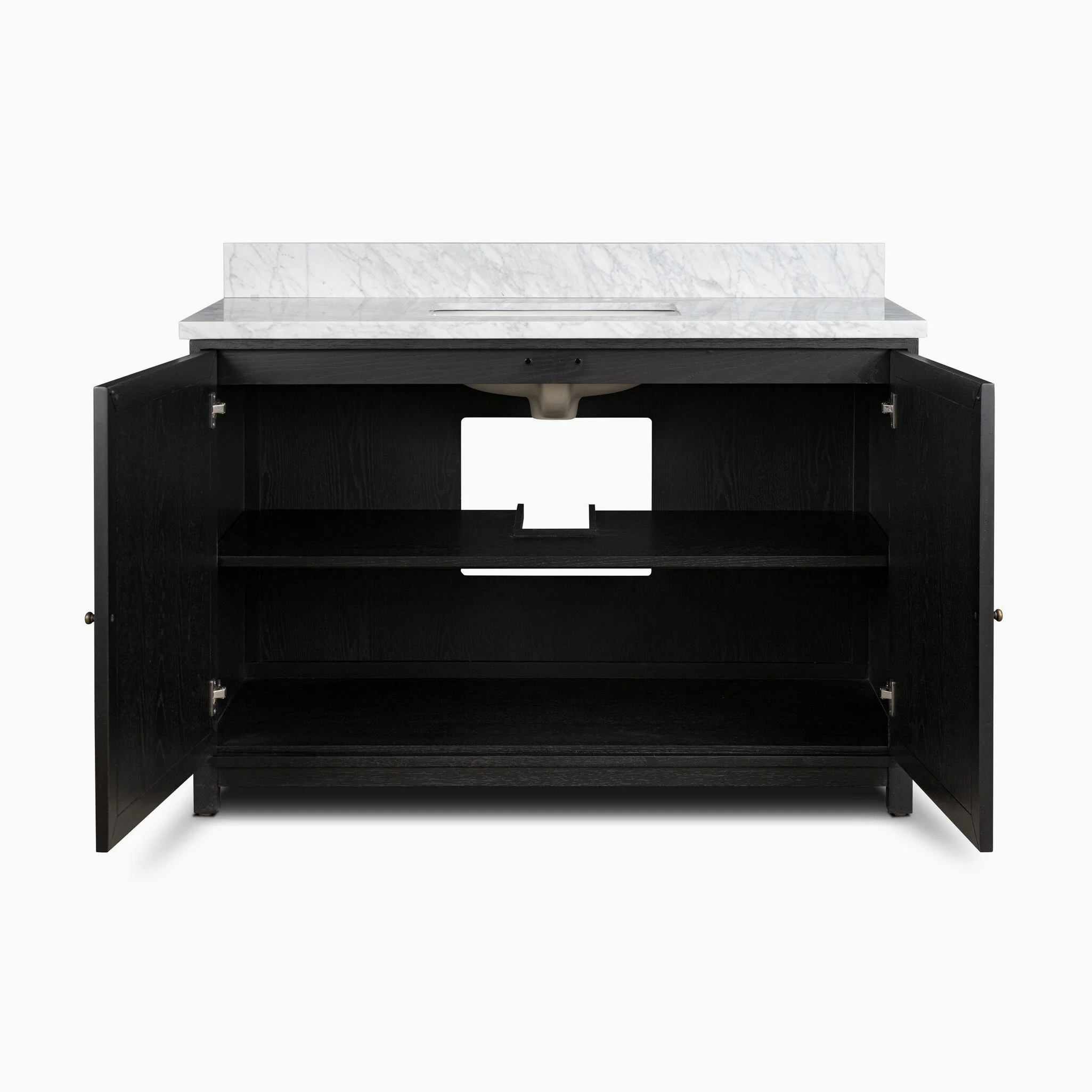 Josephine 48" Single Vanity in Satin Drifted Black Veneer with Carrara Marble Top - Image 7