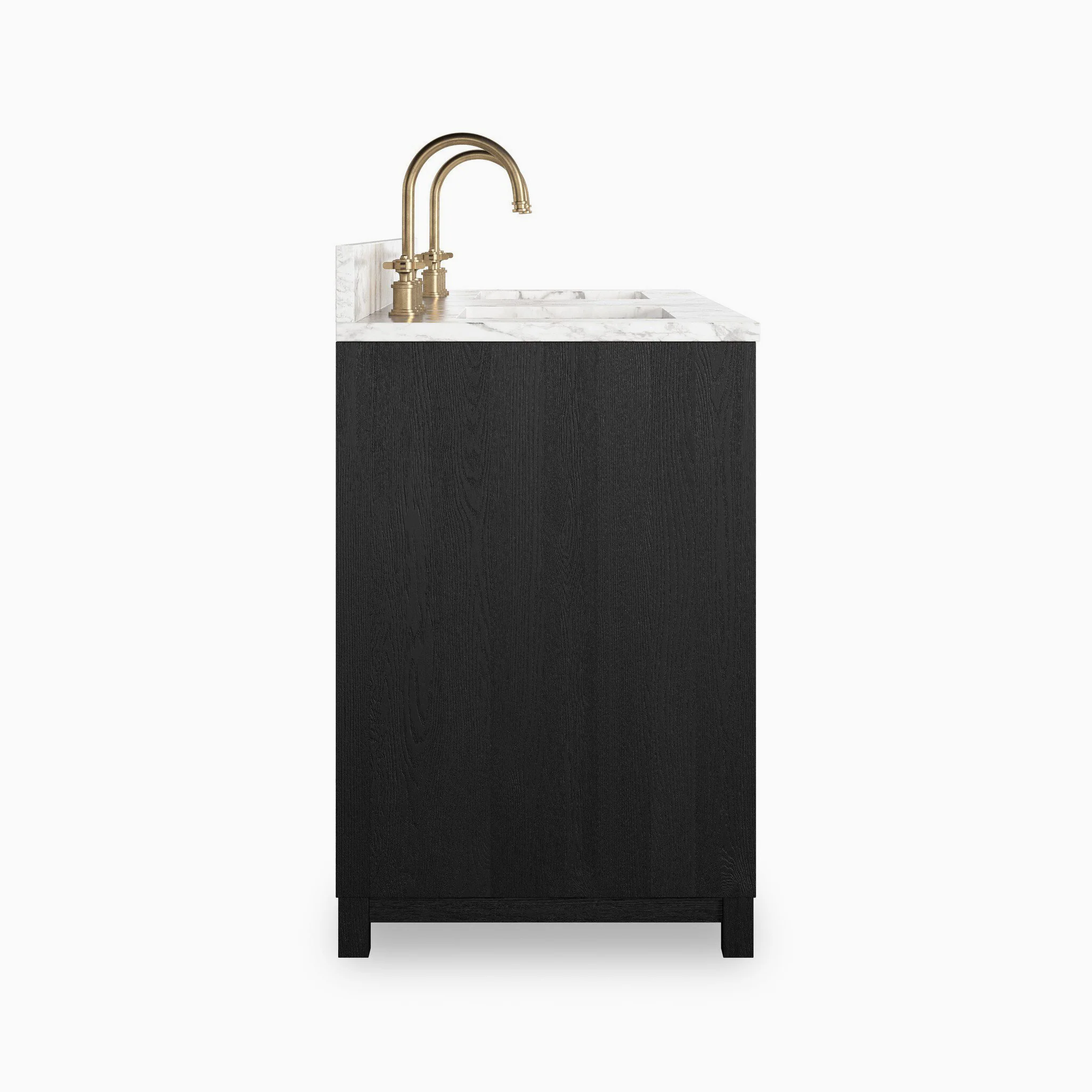 Josephine 60" Double Vanity in Satin Drifted Black Veneer with Carrara Marble Top - Image 3