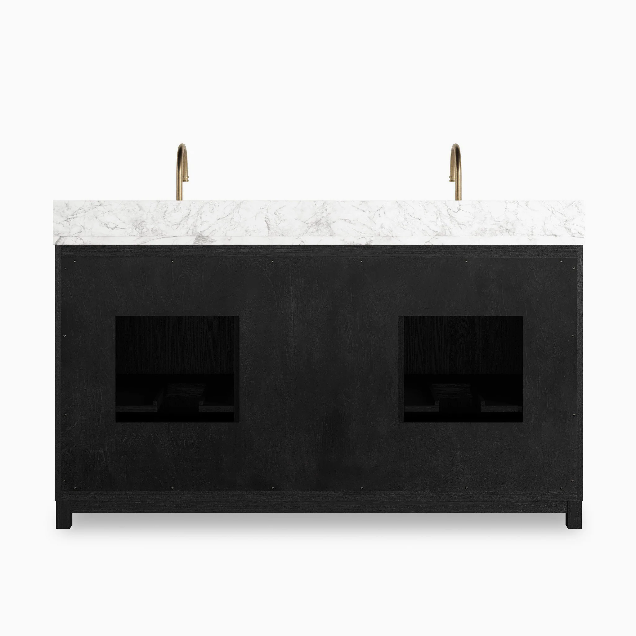 Josephine 60" Double Vanity in Satin Drifted Black Veneer with Carrara Marble Top - Image 5