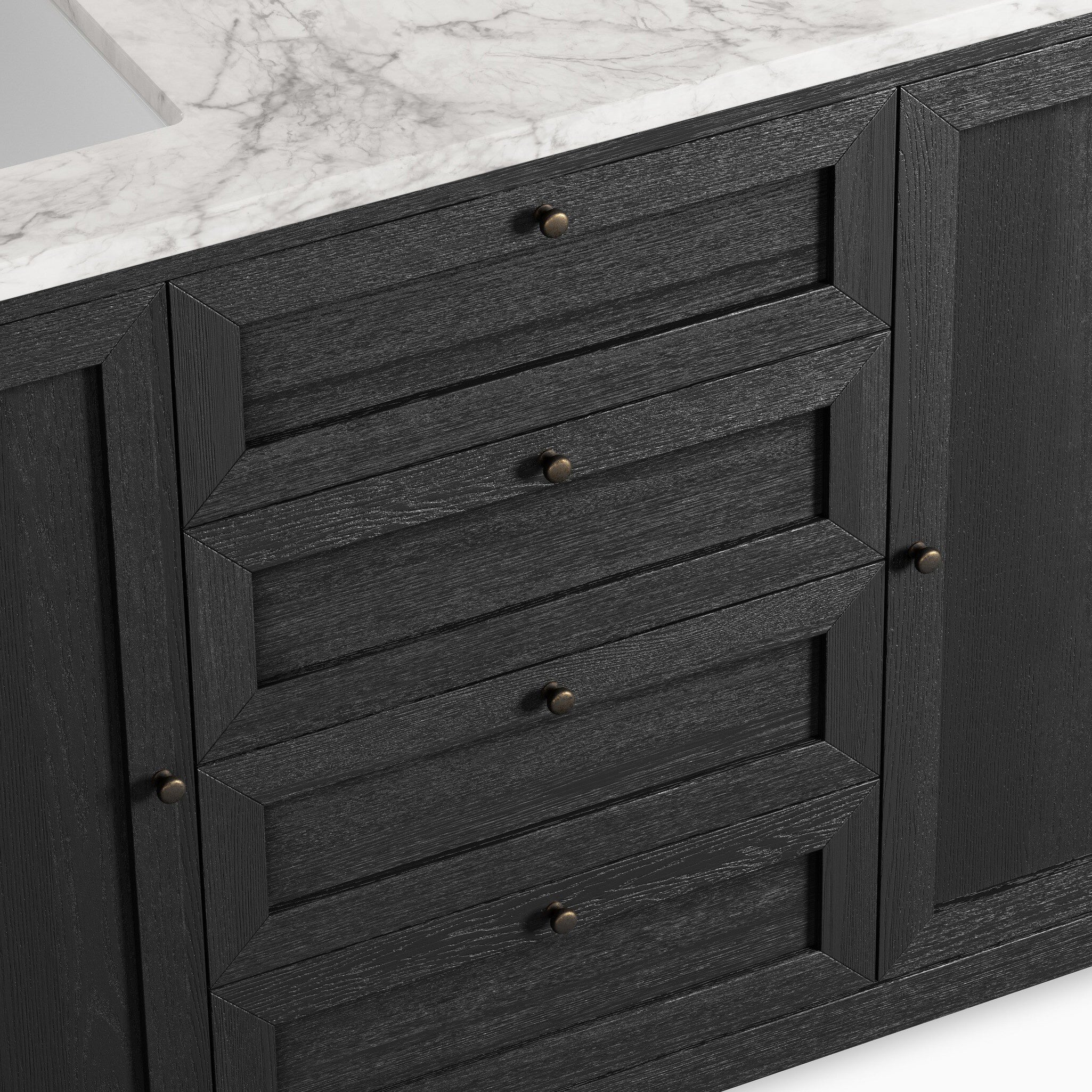 Josephine 60" Double Vanity in Satin Drifted Black Veneer with Carrara Marble Top - Image 7