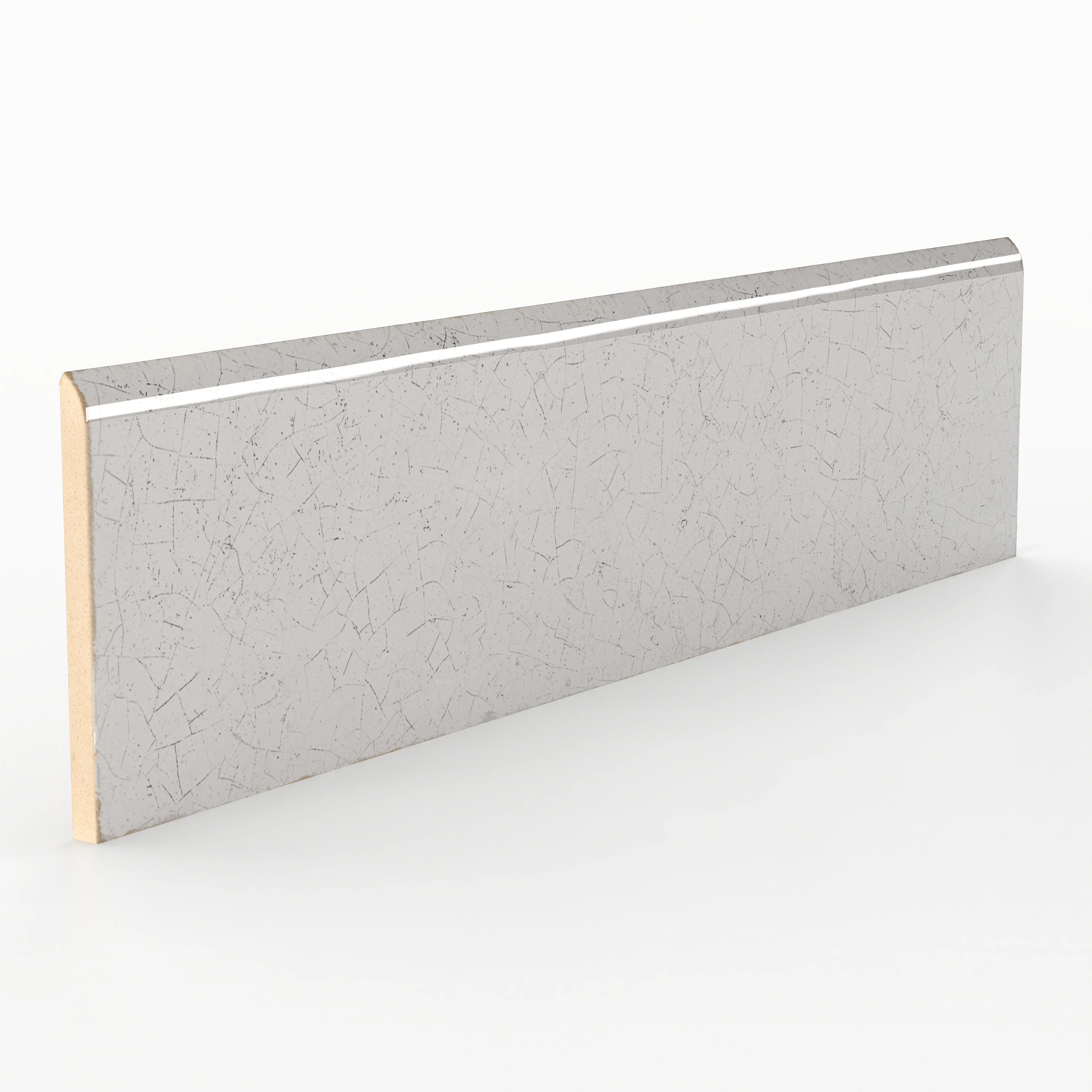 Josie 3 x 12 Bullnose Crackled Ceramic Tile in Tender Gray - Image 2