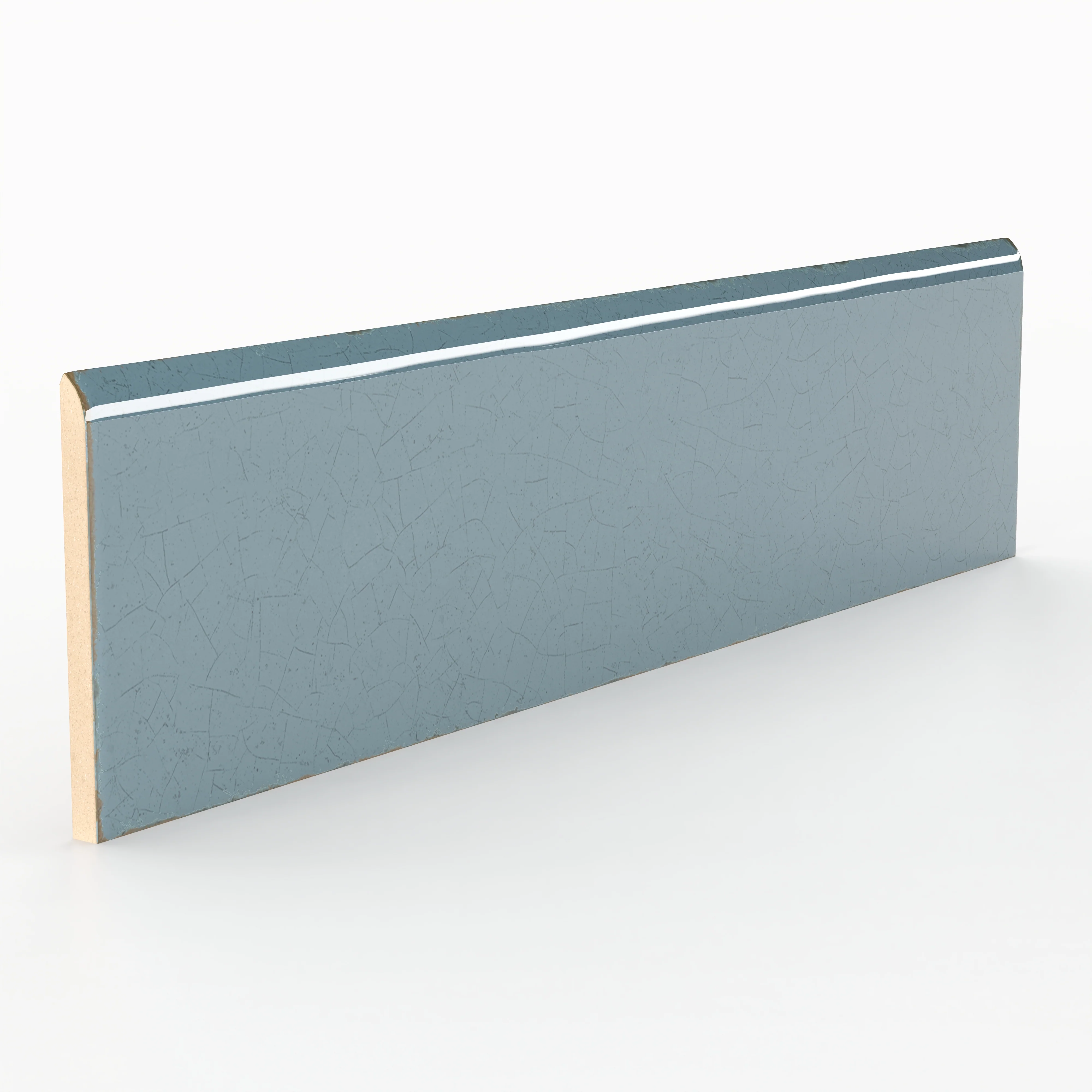 Josie 3 x 12 Bullnose Crackled Ceramic Tile in Ocean - Image 2