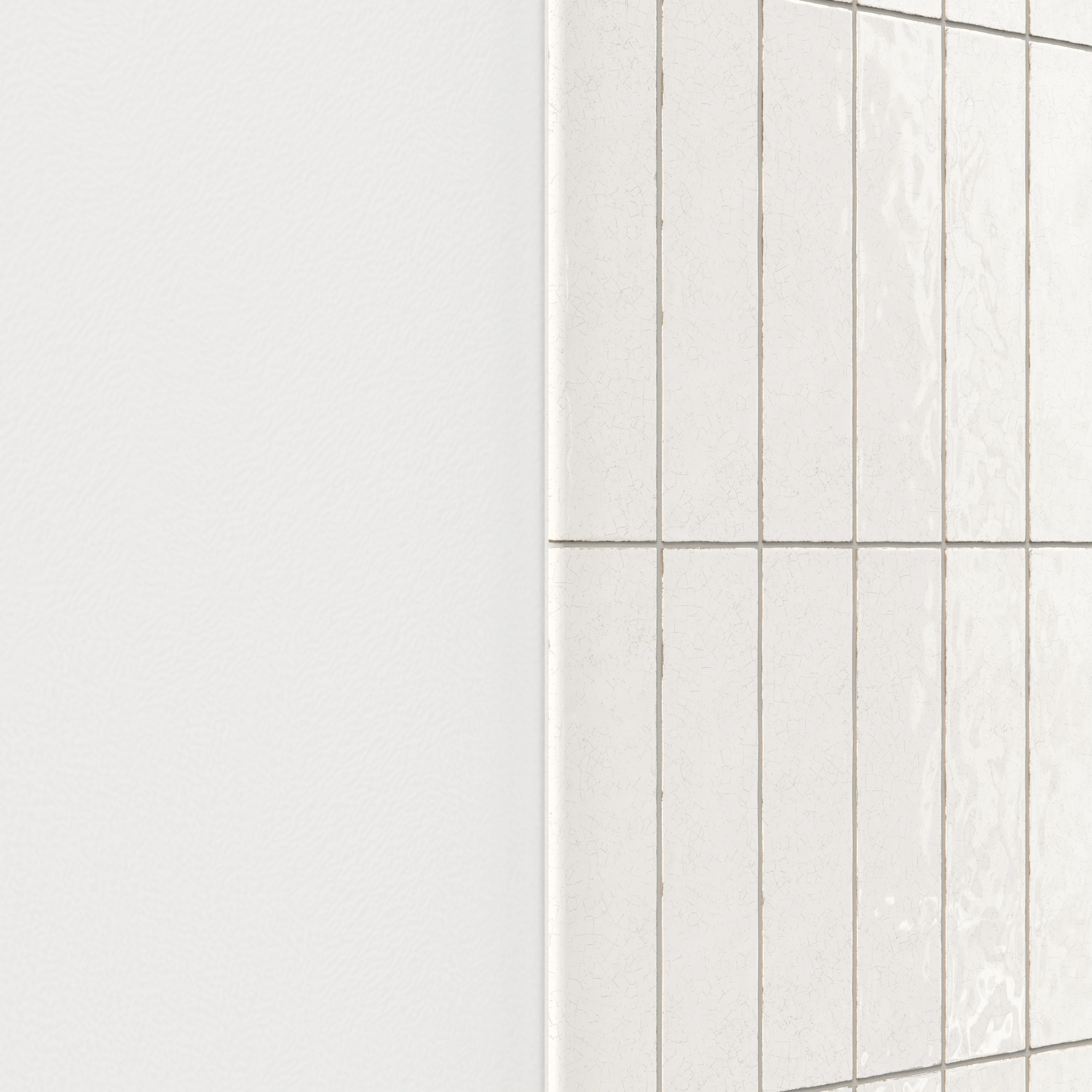 Josie 3 x 12 Bullnose Crackled Ceramic Tile in Pearl - Image 3