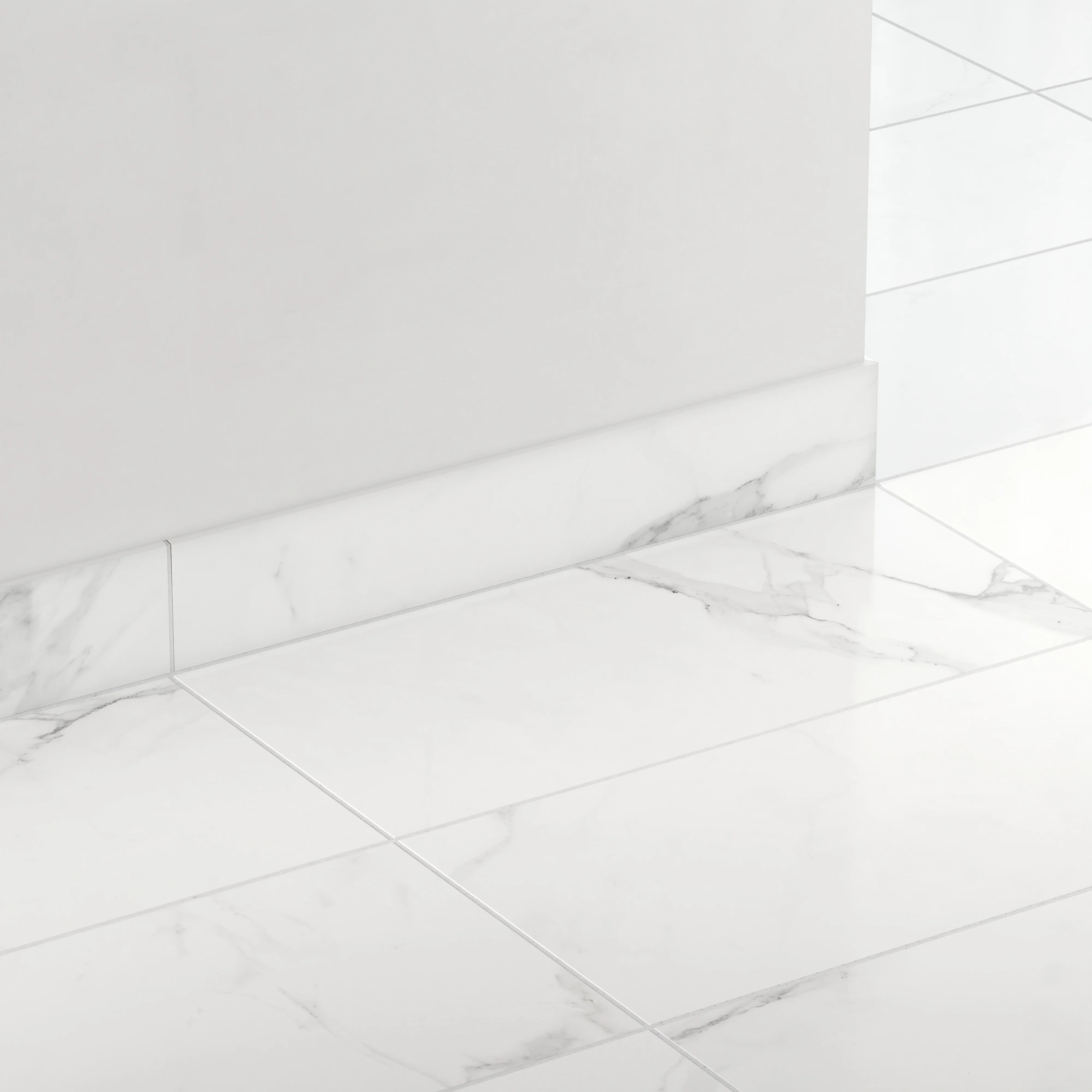 Julianna 4 x 24 Satin Porcelain Bullnose Tile in Carrara - Image 3