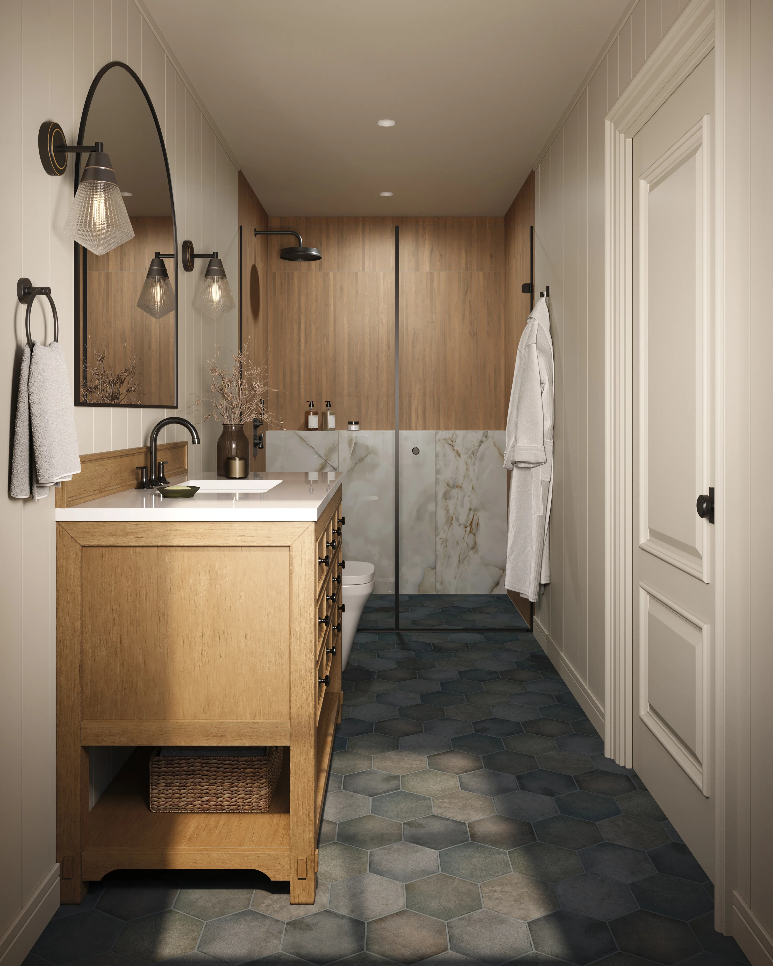 Juliet 7 x 8 Hexagon Matte Porcelain Tile in Denim - Image 7