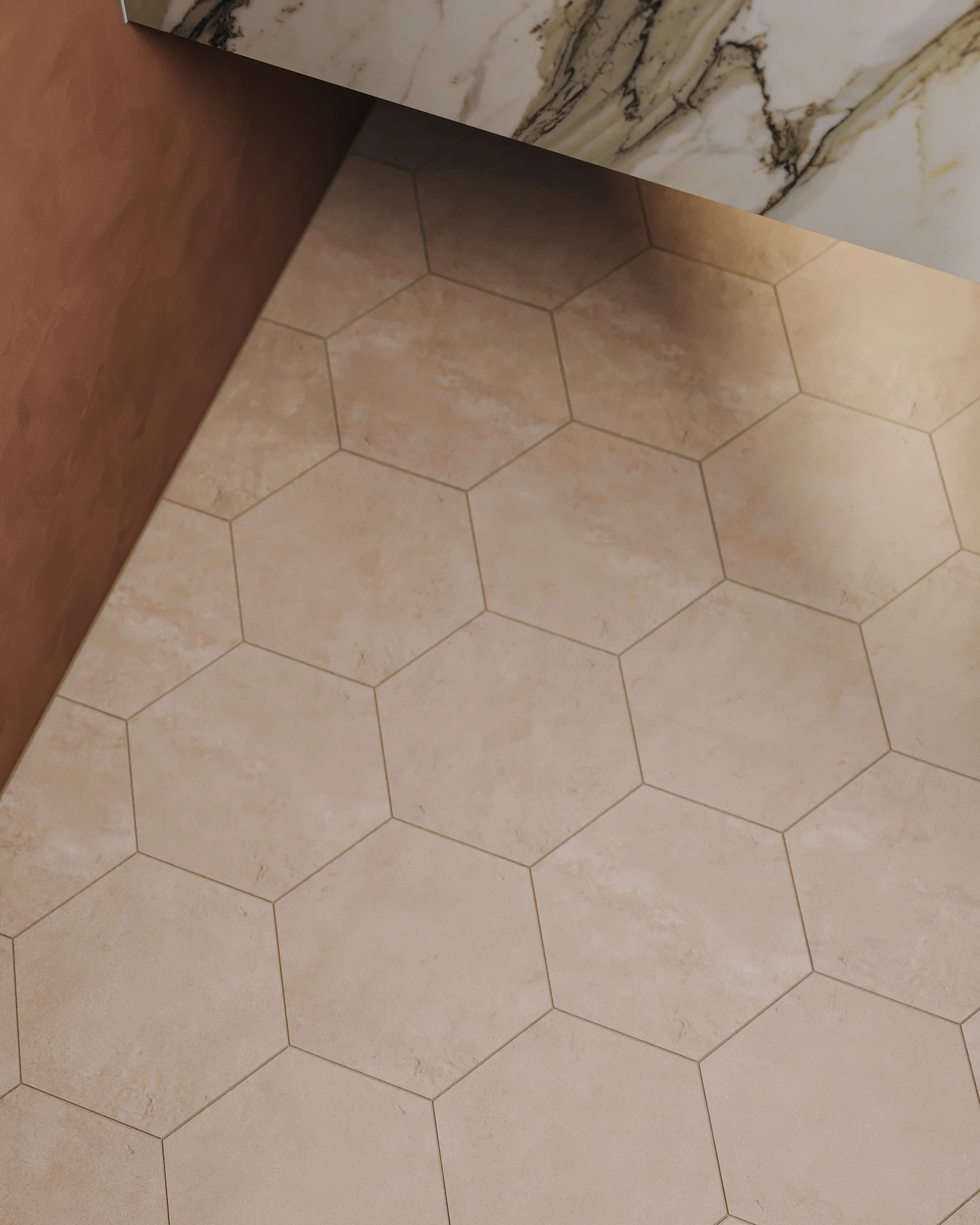 Kai 10 x 10 Matte Porcelain Hexagon Tile in Almond - Image 2