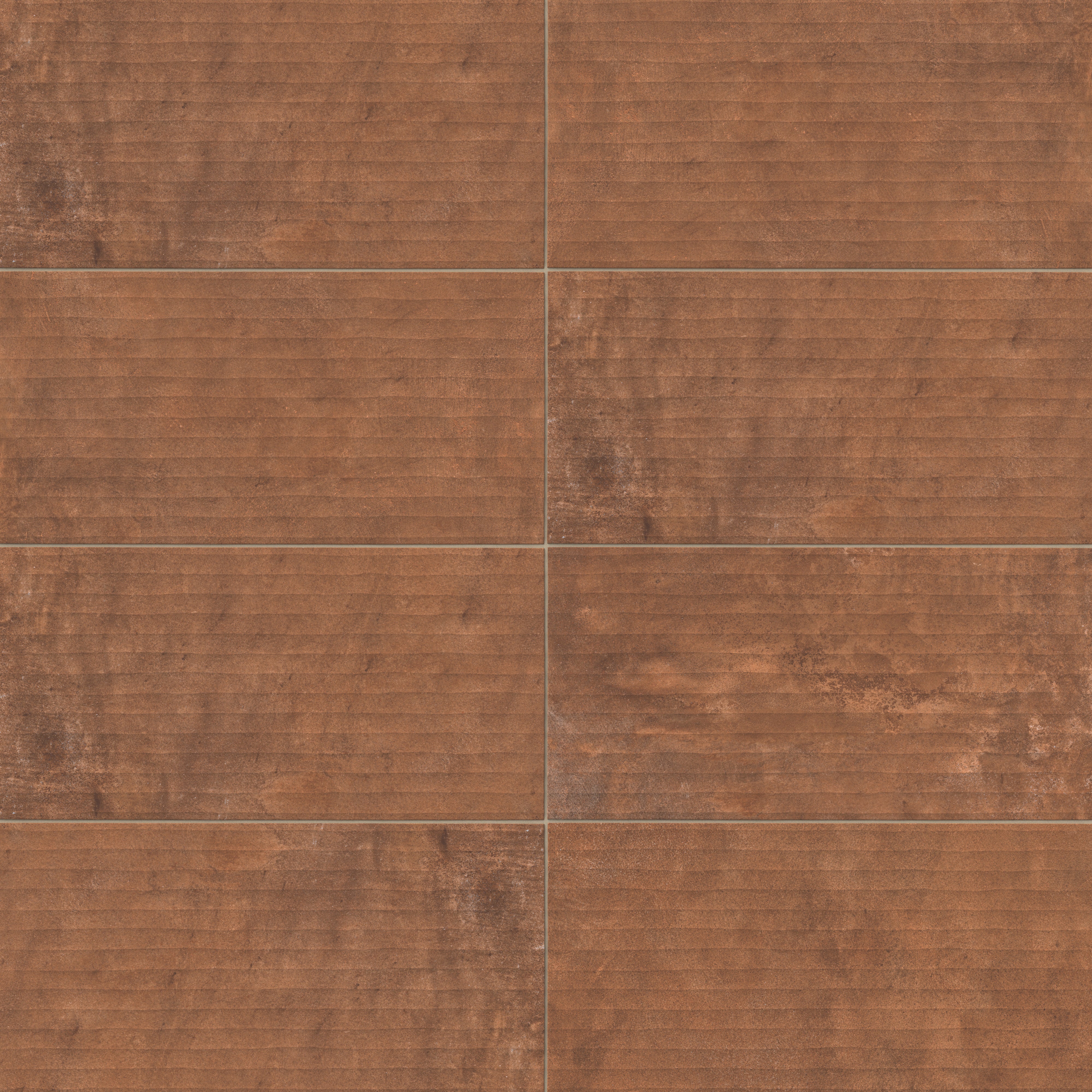 Kai 12 x 24 Fluted Matte Porcelain Tile in Terracotta