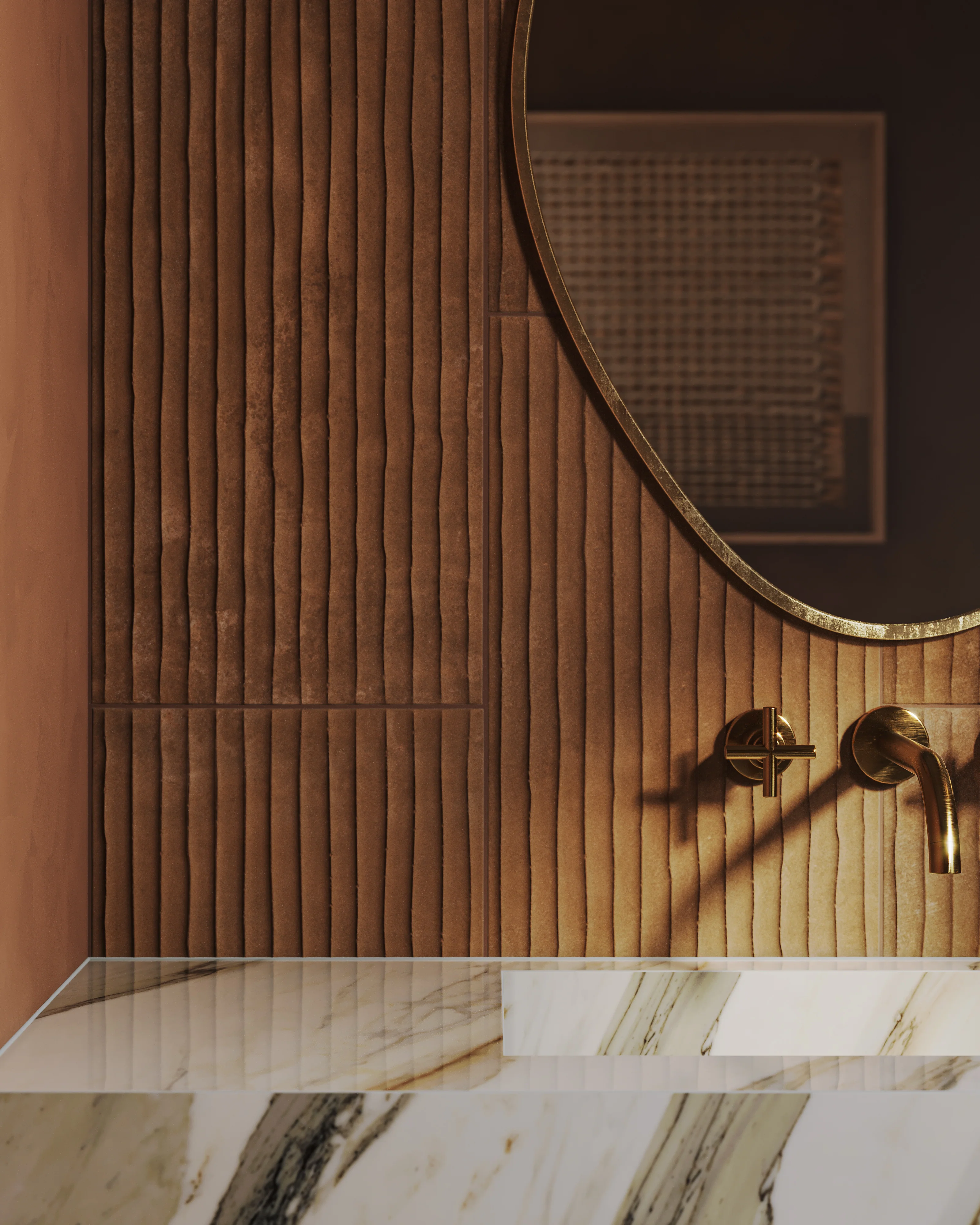 Kai 12 x 24 Fluted Matte Porcelain Tile in Terracotta - Image 11