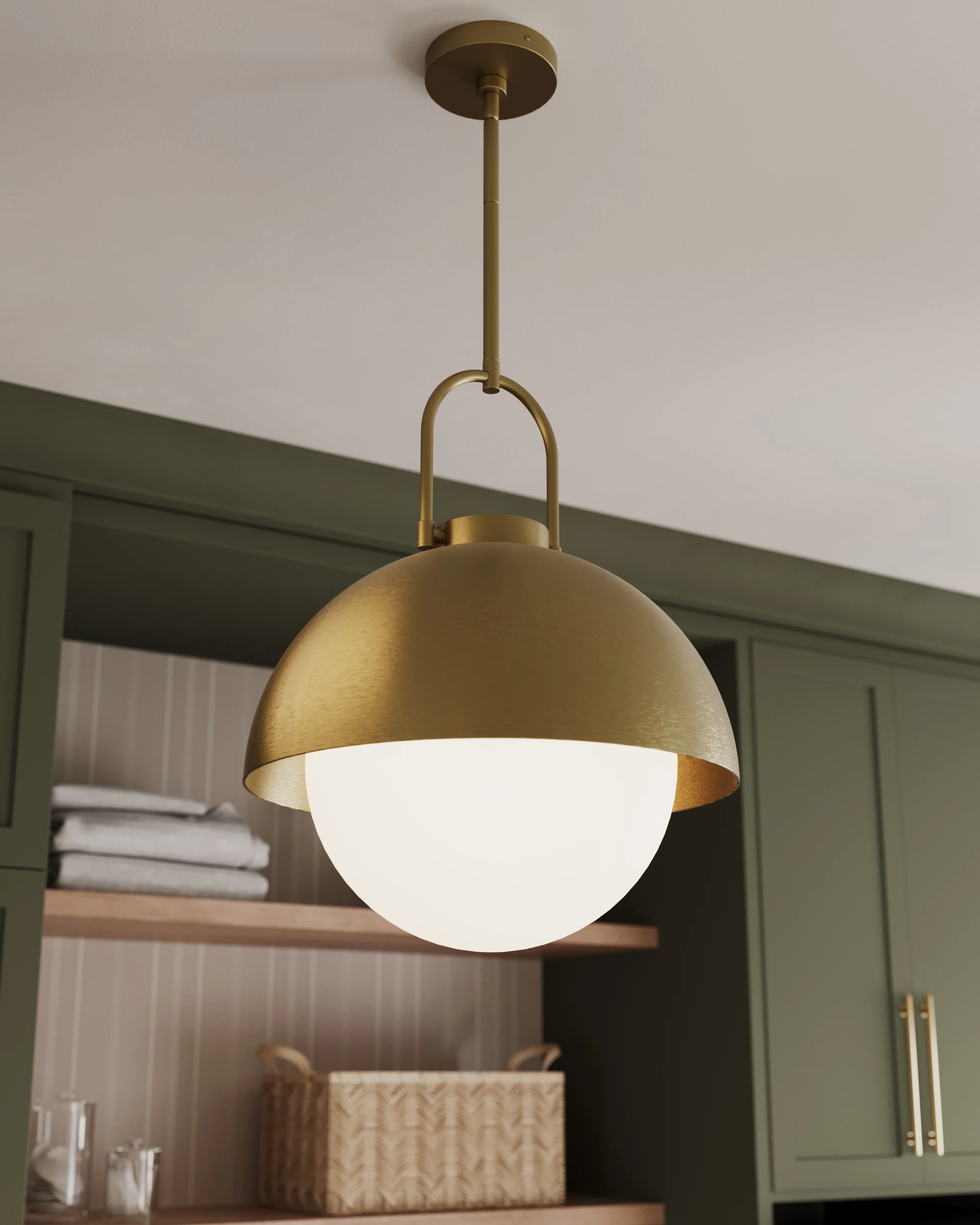 Kealy 16" 1 Light Pendant in Aged Gold/Opal Matte Glass - Image 2