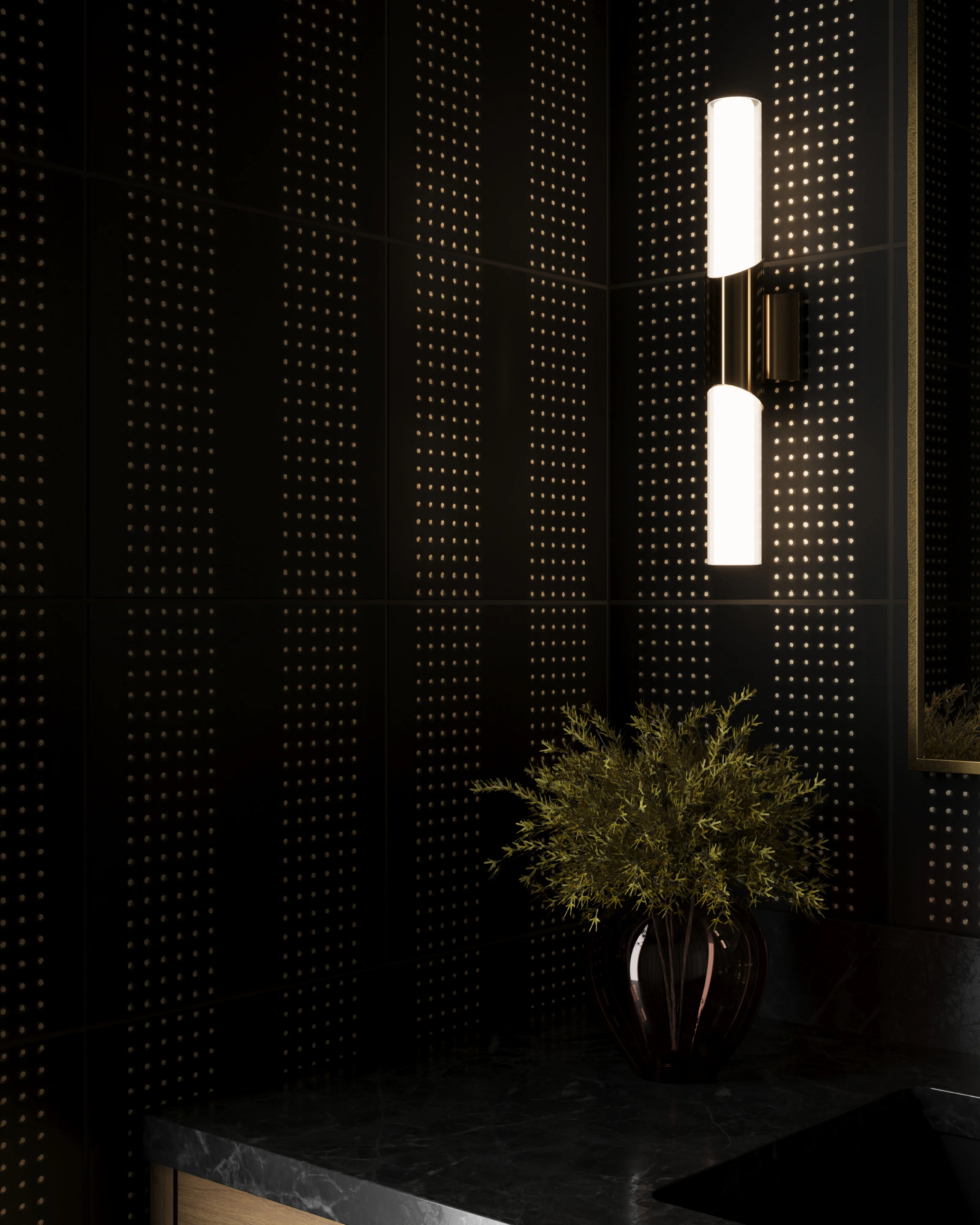 Kira 12 x 12 Satin Ceramic Tile in Striped Dots Black - Image 7