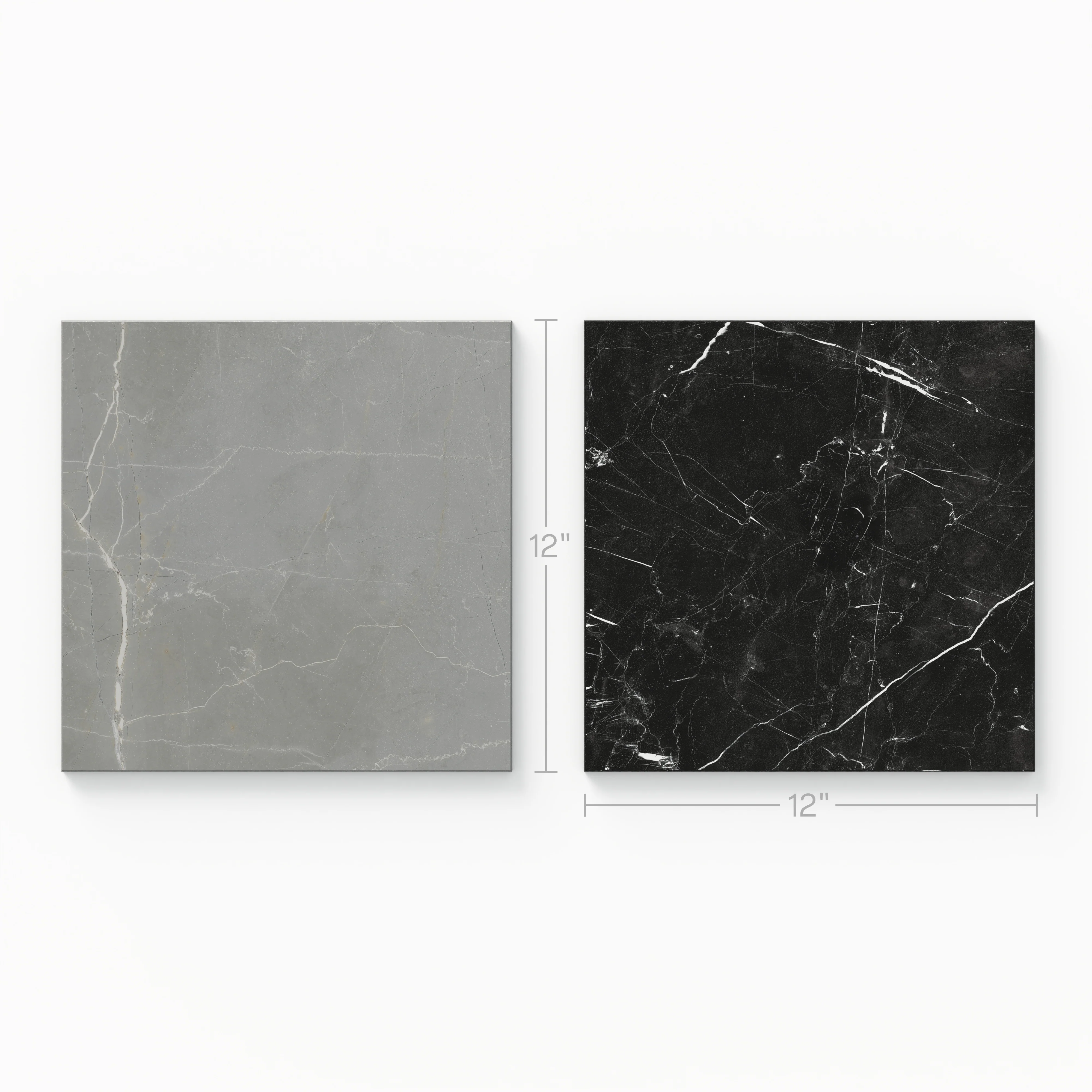 Leona 12 x 12 Checkerboard Matte Porcelain Tile in Amani Grey and Nero Marquina - Image 3