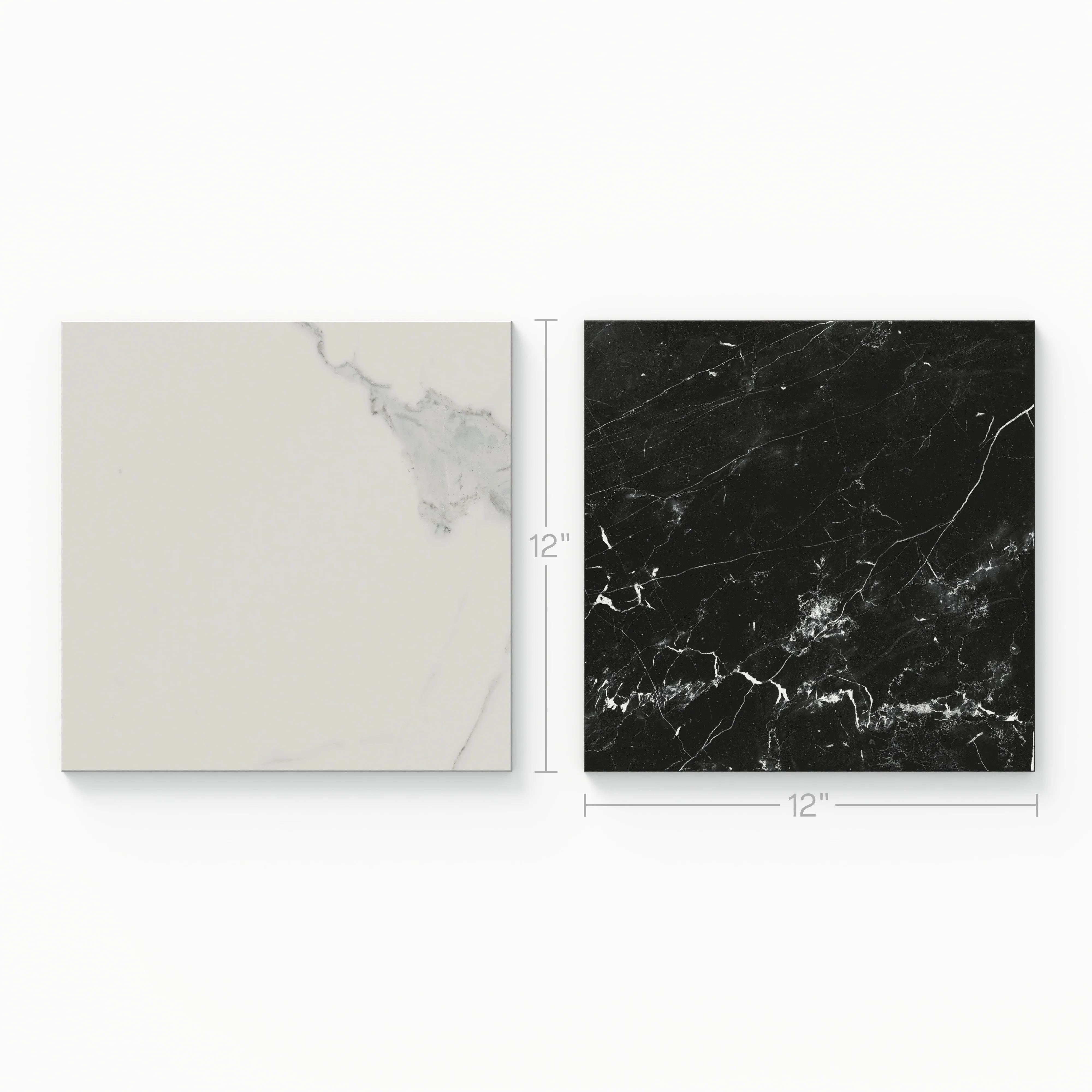 Leona 12 x 12 Checkerboard Matte Porcelain Tile in Calacatta and Nero Marquina - Image 4