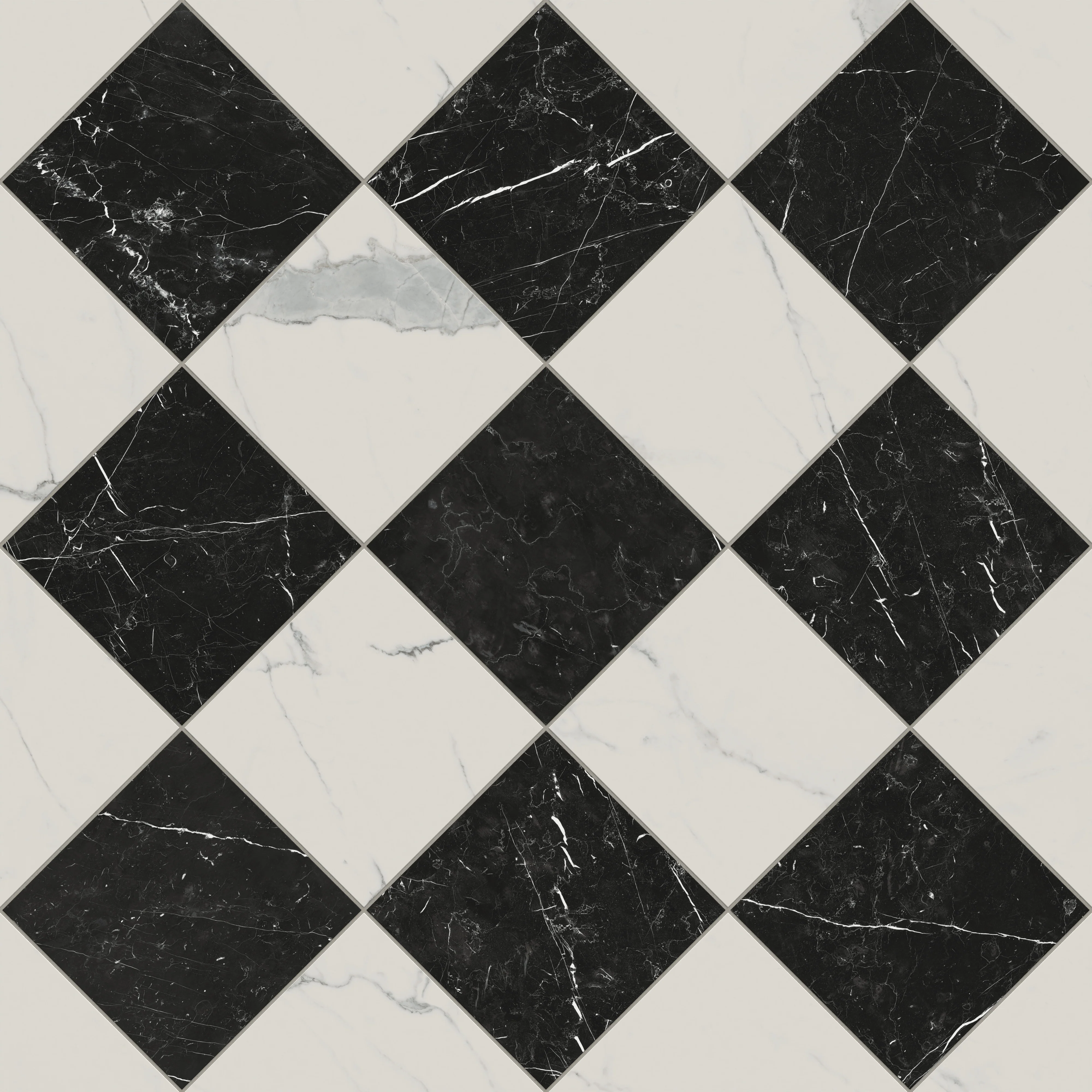 Leona 12 x 12 Checkerboard Matte Porcelain Tile in Calacatta and Nero Marquina - Image 6