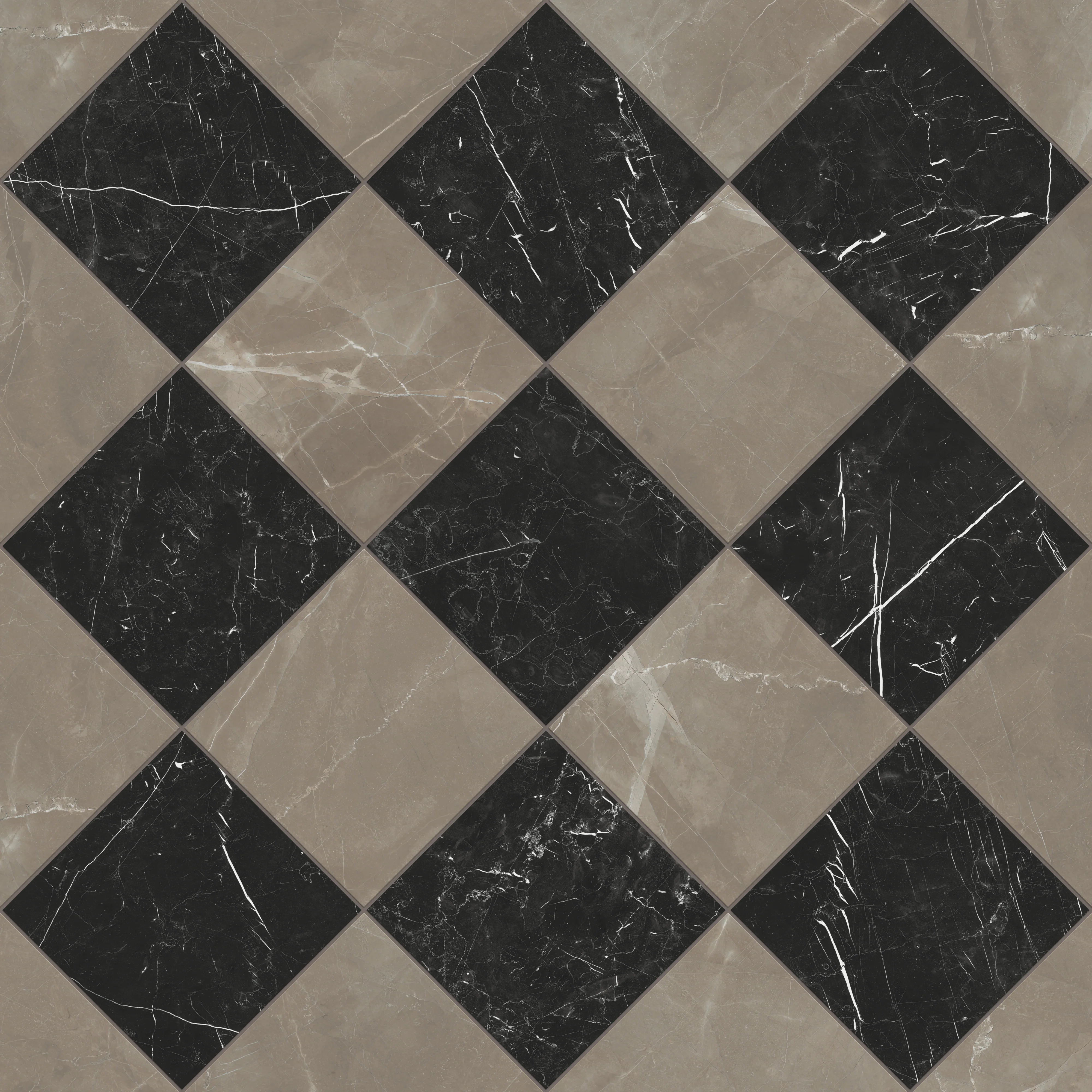 Leona 12 x 12 Checkerboard Polished Porcelain Tile in Amani Bronze and Nero Marquina - Image 4
