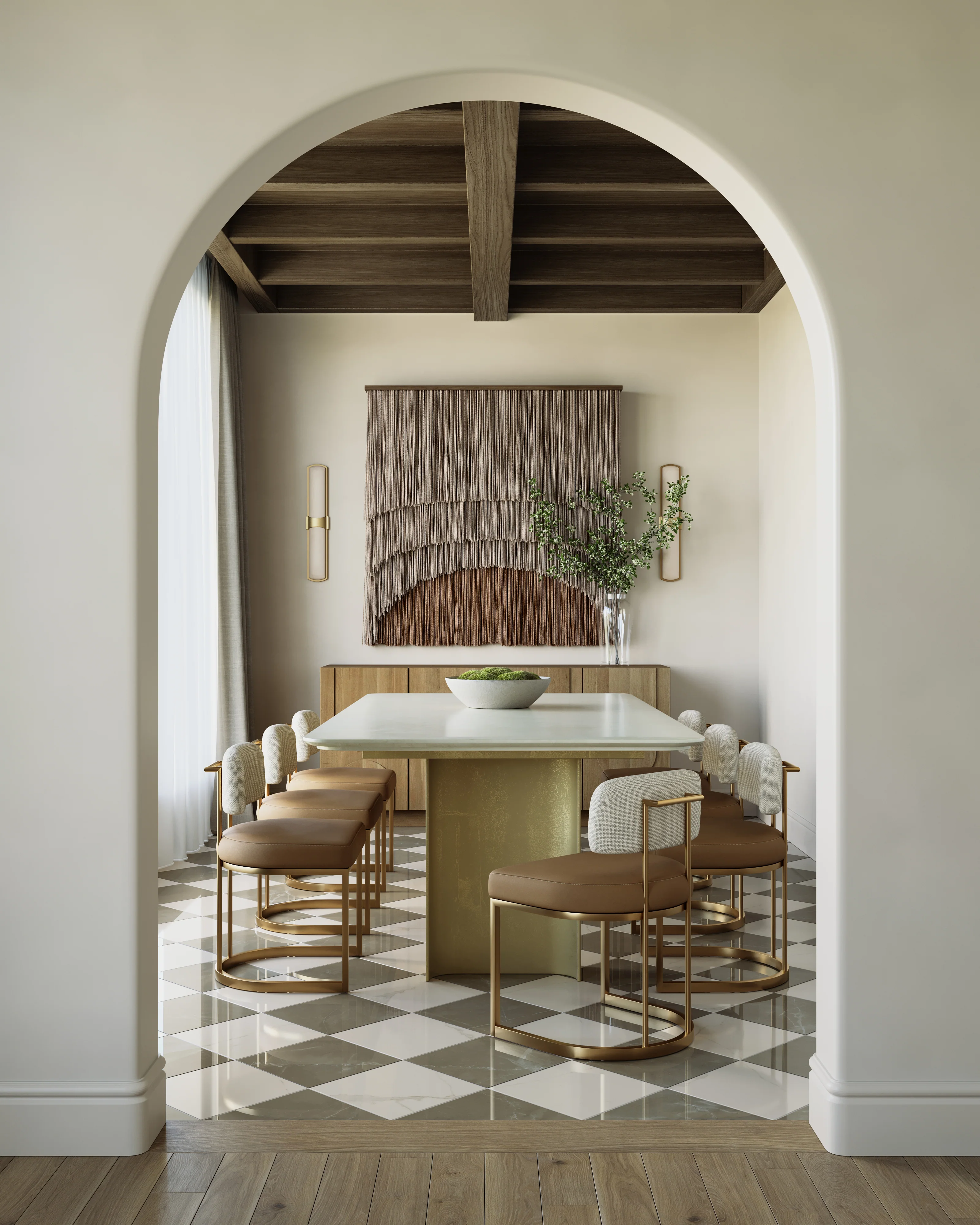 Leona 12 x 12 Checkerboard Polished Porcelain Tile in Calacatta and Amani Bronze - Image 7