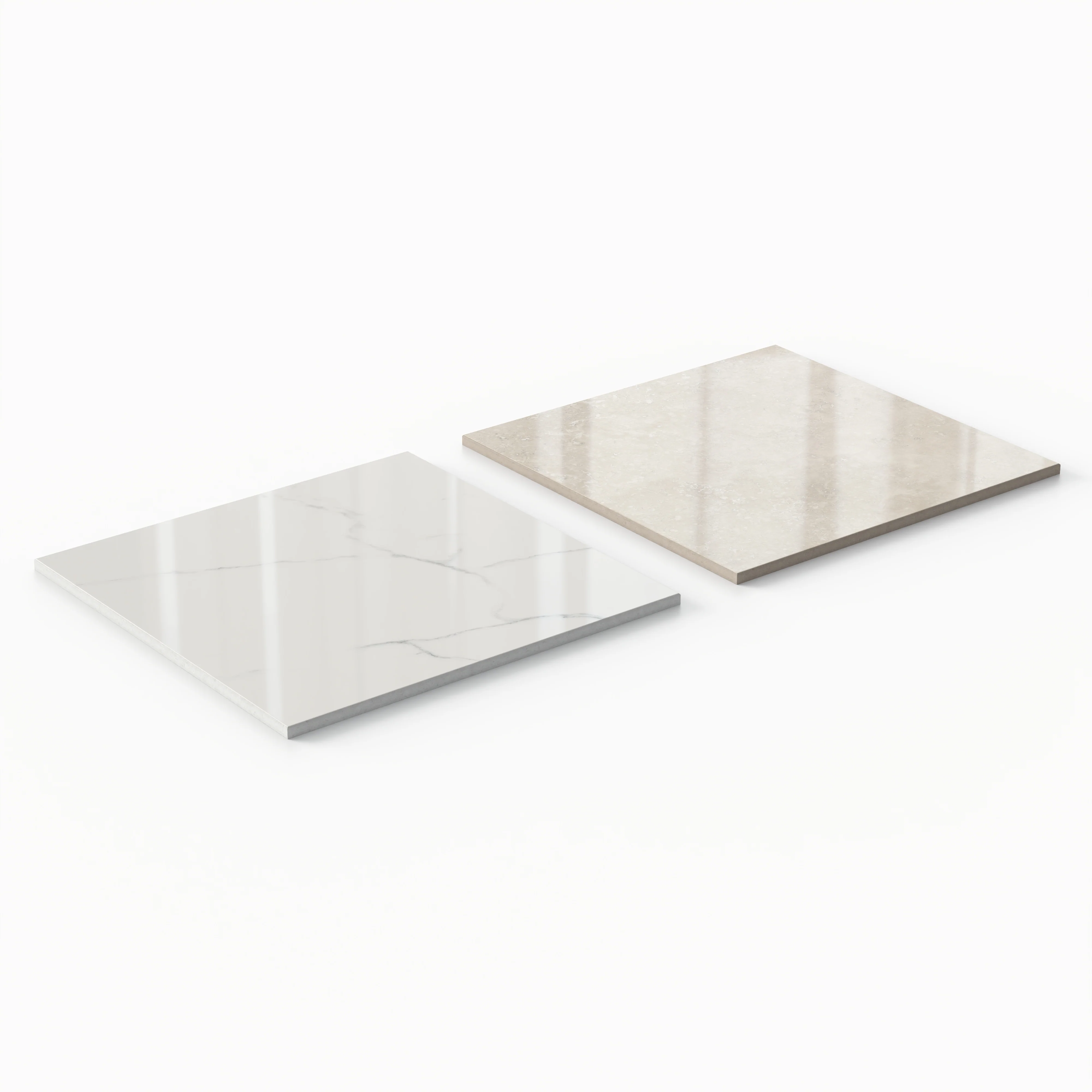 Leona 12 x 12 Checkerboard Polished Porcelain Tile in Calacatta and Marfil - Image 3