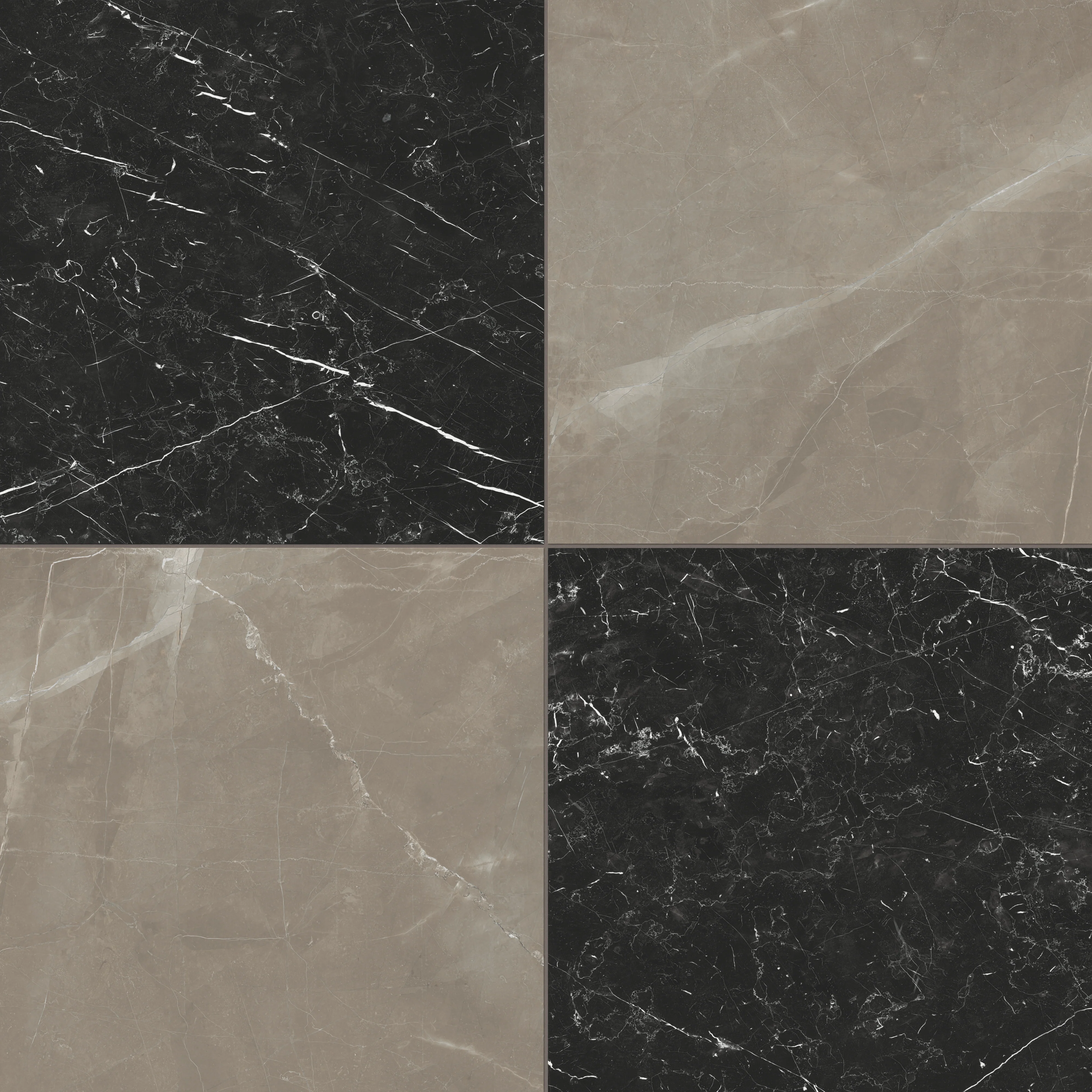 Leona 24 x 24 Checkerboard Matte Porcelain Tile in Amani Bronze and Nero Marquina