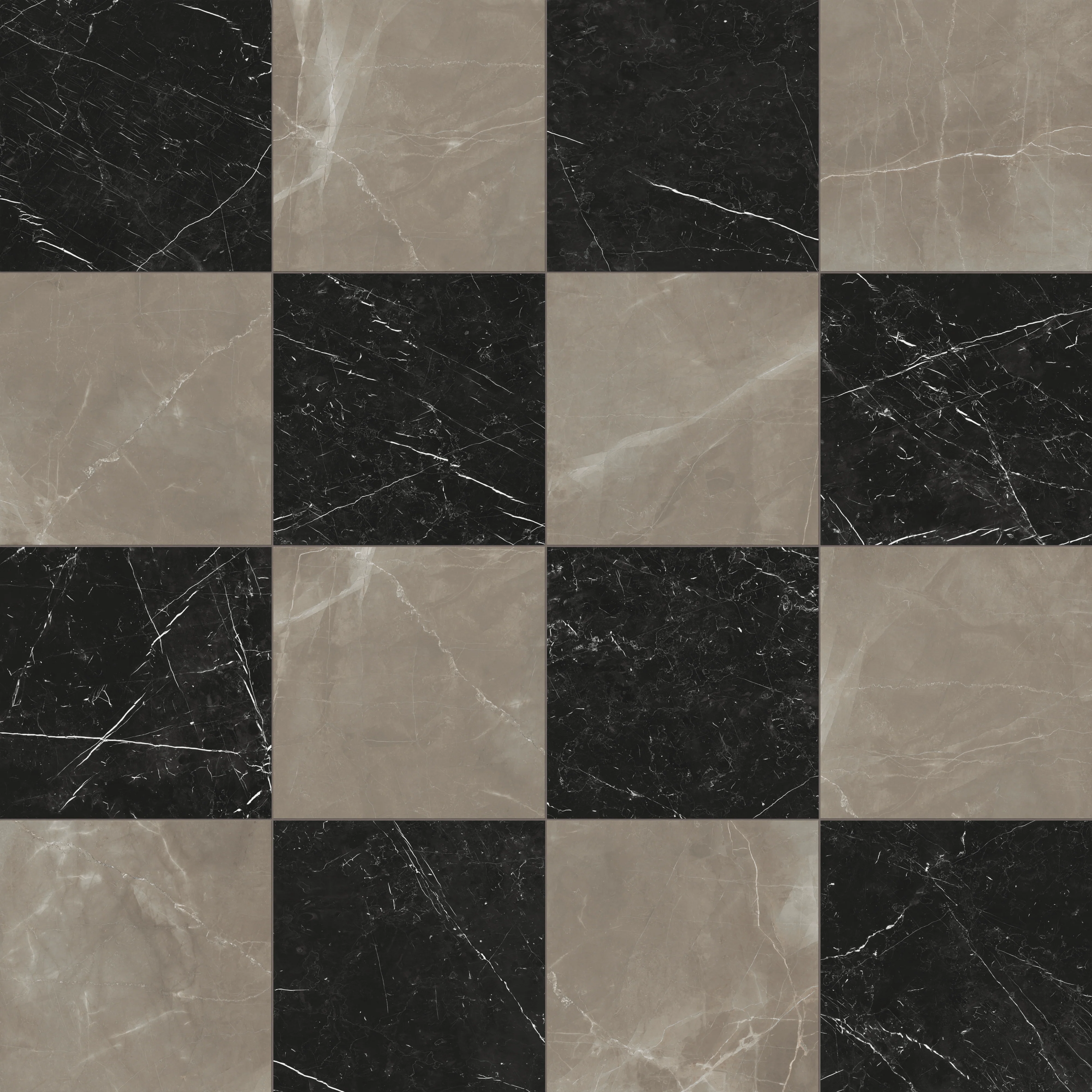 Leona 24 x 24 Checkerboard Matte Porcelain Tile in Amani Bronze and Nero Marquina - Image 6
